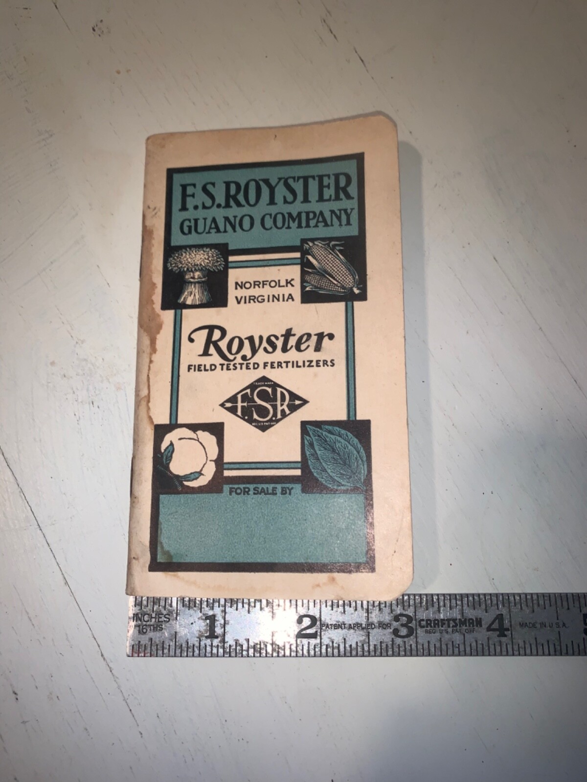 F.S. ROYSTER GUANO COMPANY (Norfolk Virginia) vintage 1935/36 Pocket Notebook