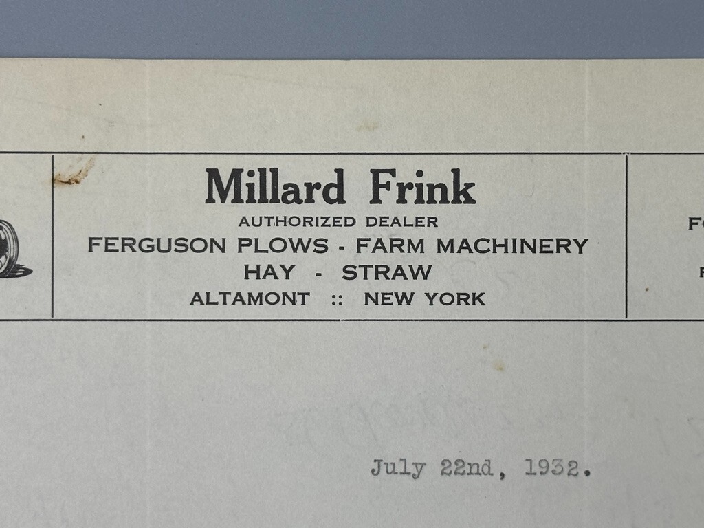 1932 FERGUSON PLOWS Farm Machinery ALTAMONT NY Advertising Antique Letterhead