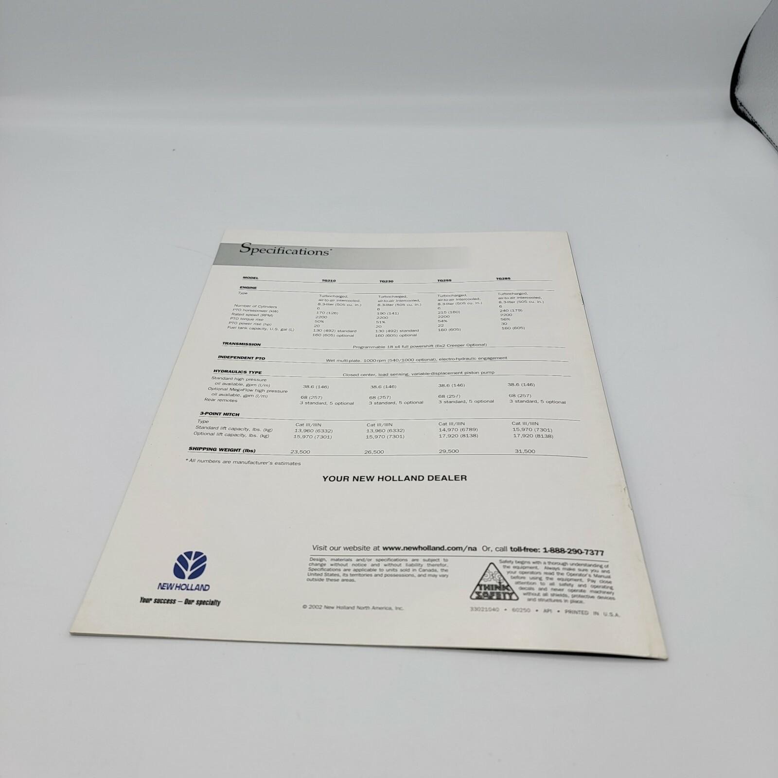 New Holland TG Tractors 170 to 240 PTO hp Tractors Brochure Flyer