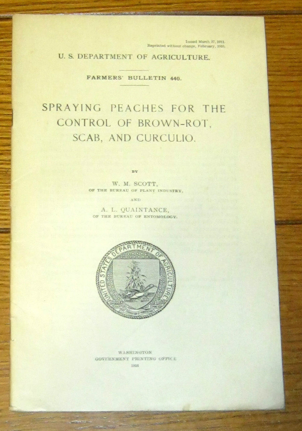 U.S. Department of Agriculture Farmers Bulletins #113 + 440 + 492 1912 –1916