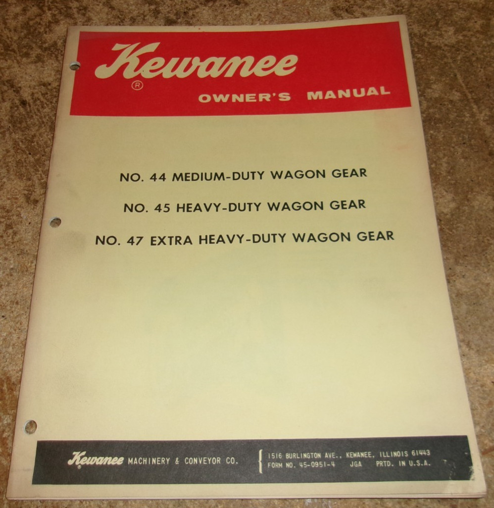 vintage kewanee 44,45,47 wagon gears owners manual in very good shape used