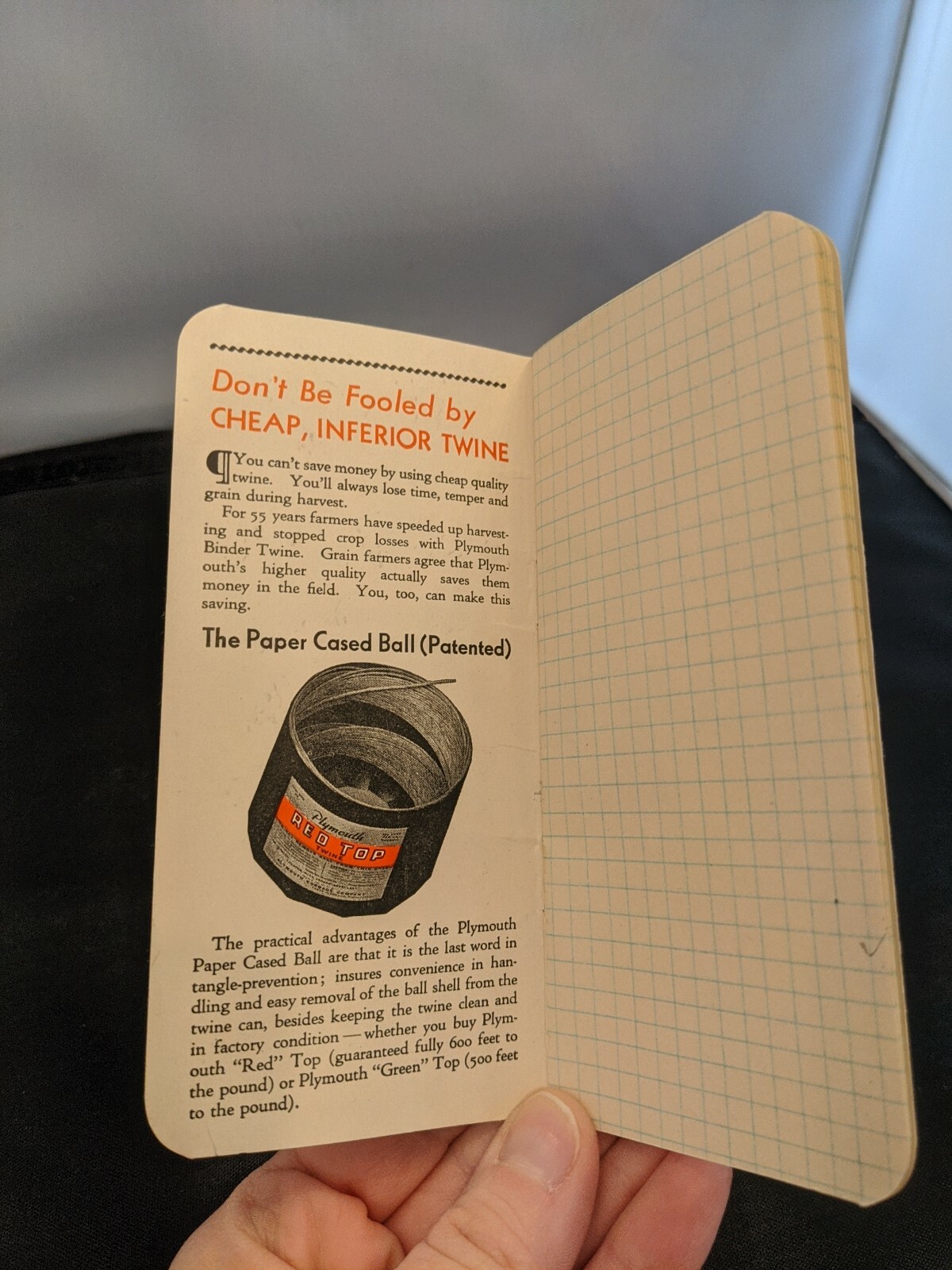 Vintage 1941 PLYMOUTH BINDER TWINE Vest Pocket Notebook North Plymouth Ma