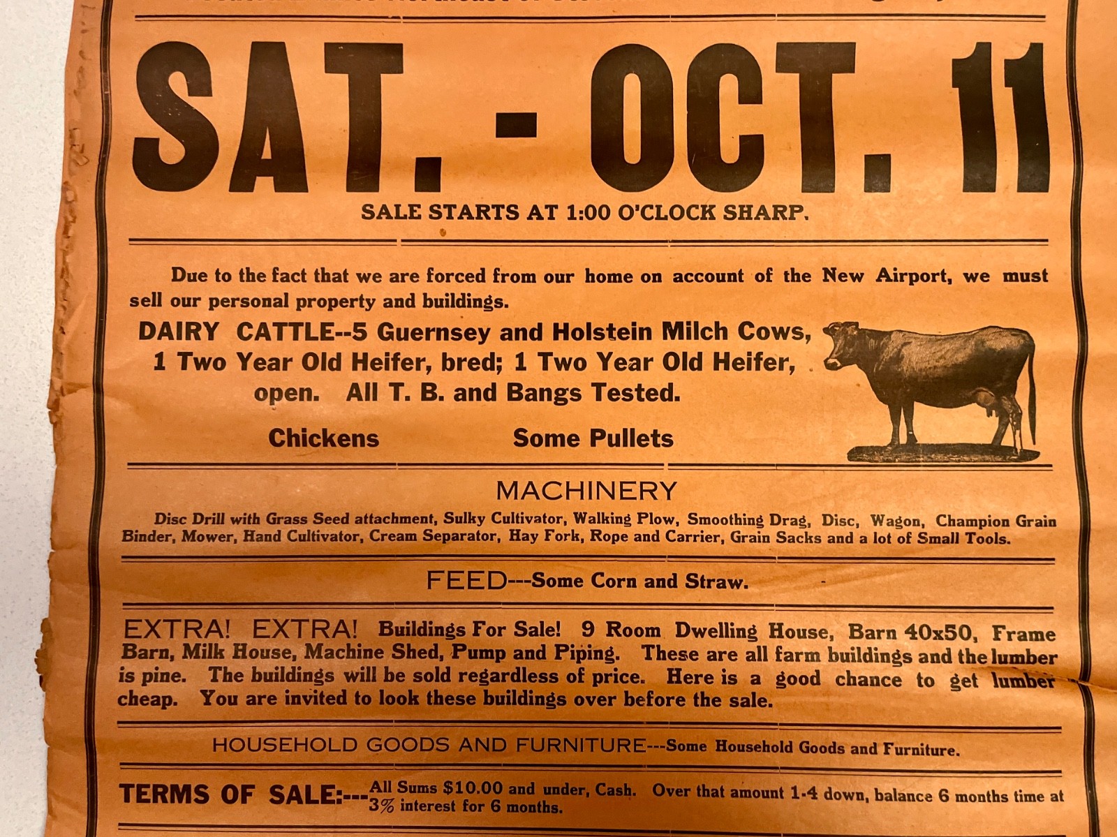 3 Antique Wisconsin Farm Auction Broadsides Neugent Sisters Stevens Point WI