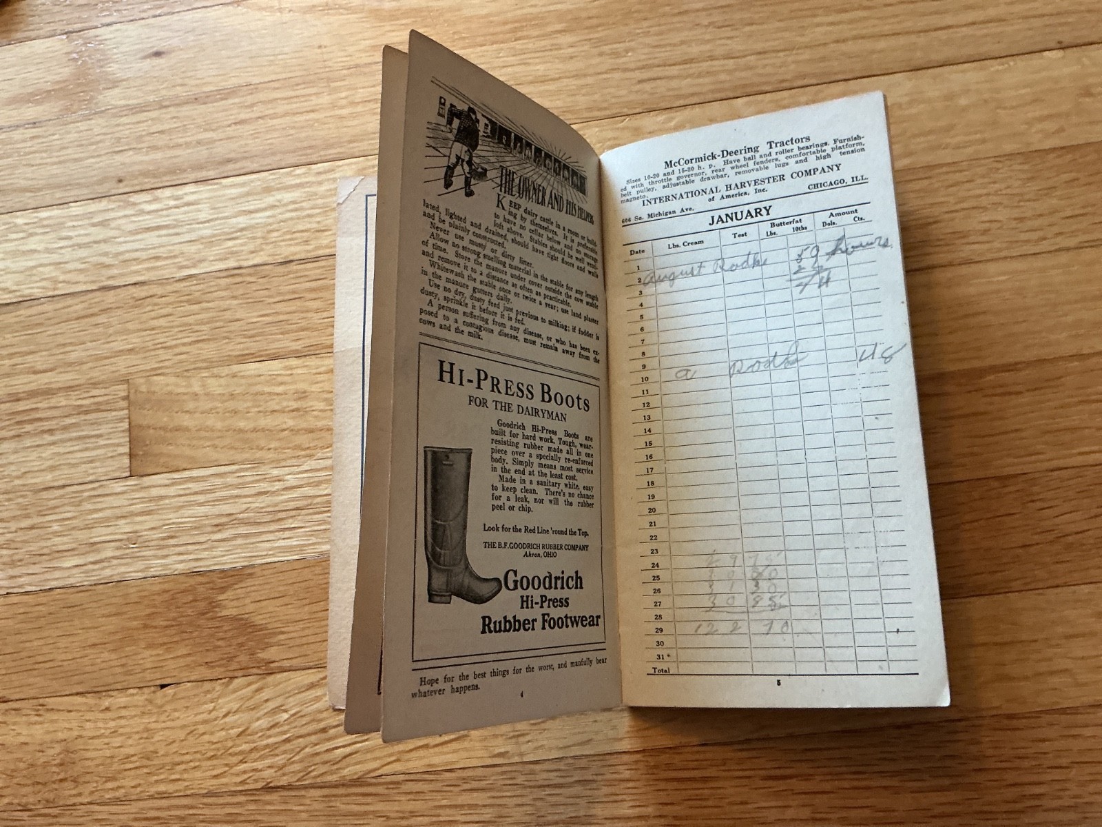Vtg, 1956 Farm Acct. Record Book – Citizens State Bank, Green Isle, Minnesota