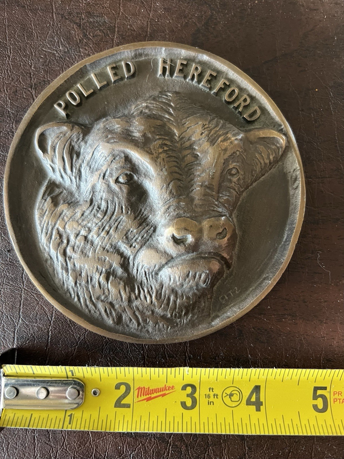 Vintage Polled Hereford Cattle Bronze Desk Display Paperweight