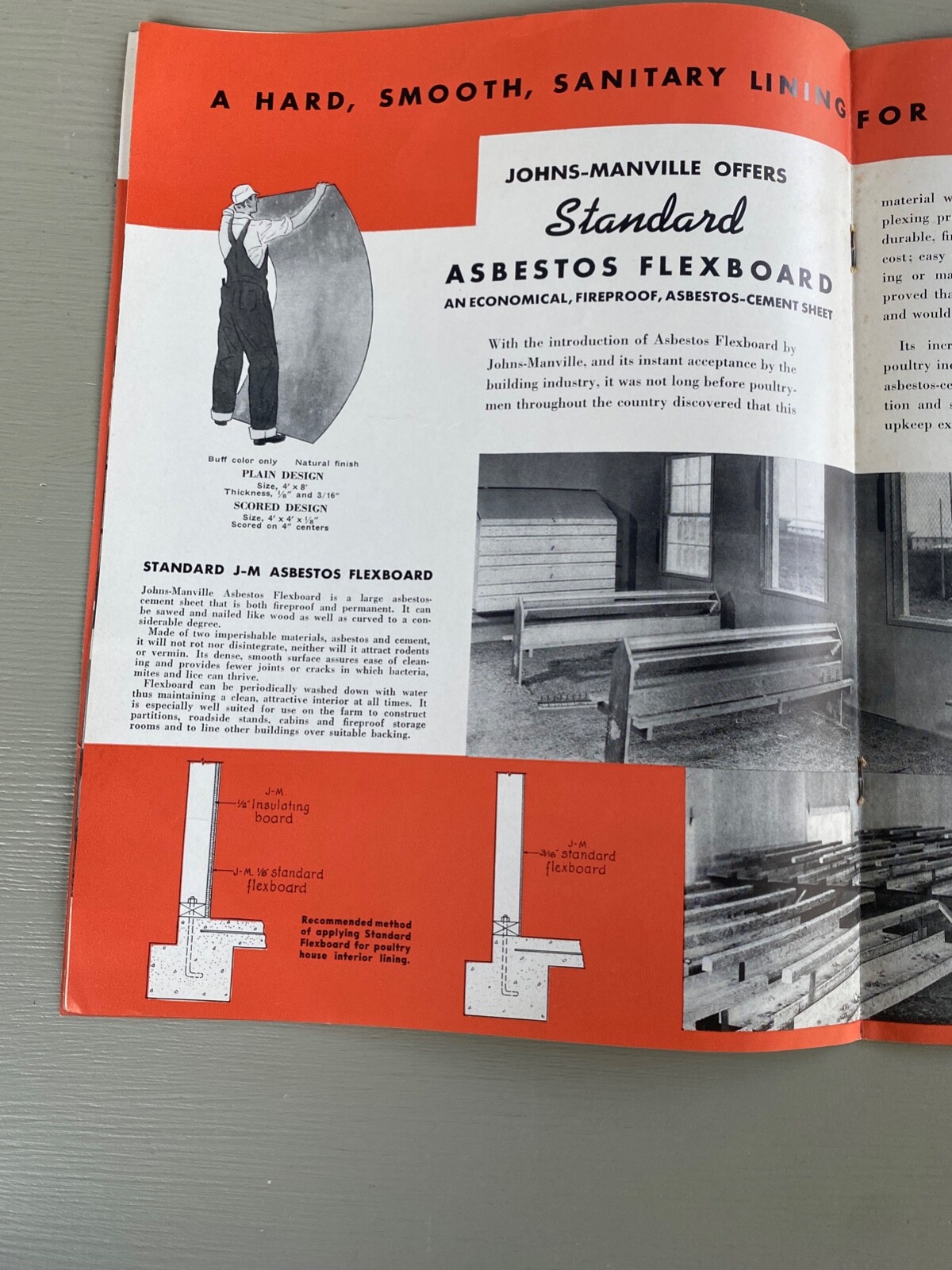 Vintage Johns-Manville Poultry House Building Materials Asbestos Siding Brochure