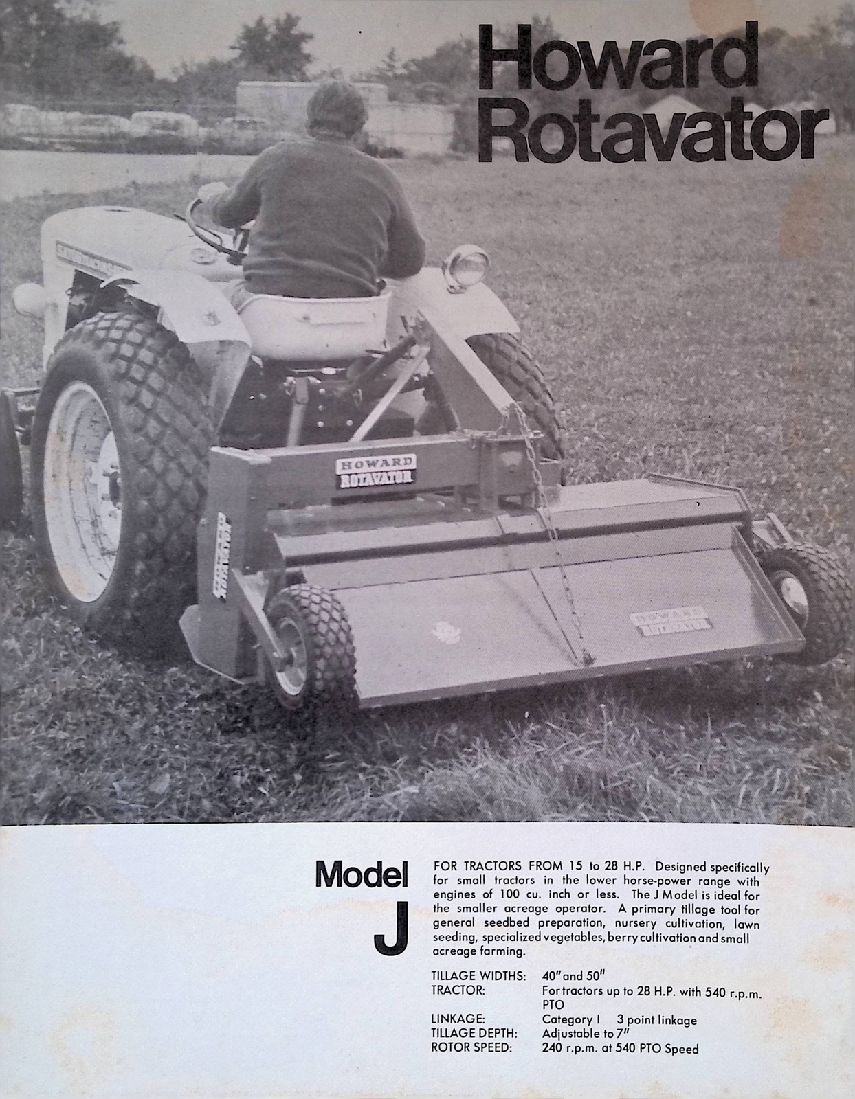 Vintage Farm Advertisement Spec Sheet Howard Rotavator Powerful Tractor Attachme