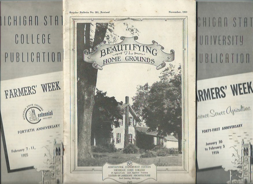 1933 book Michigan State College « Beautifying Home Grounds » + 2 MSU Farmers Week