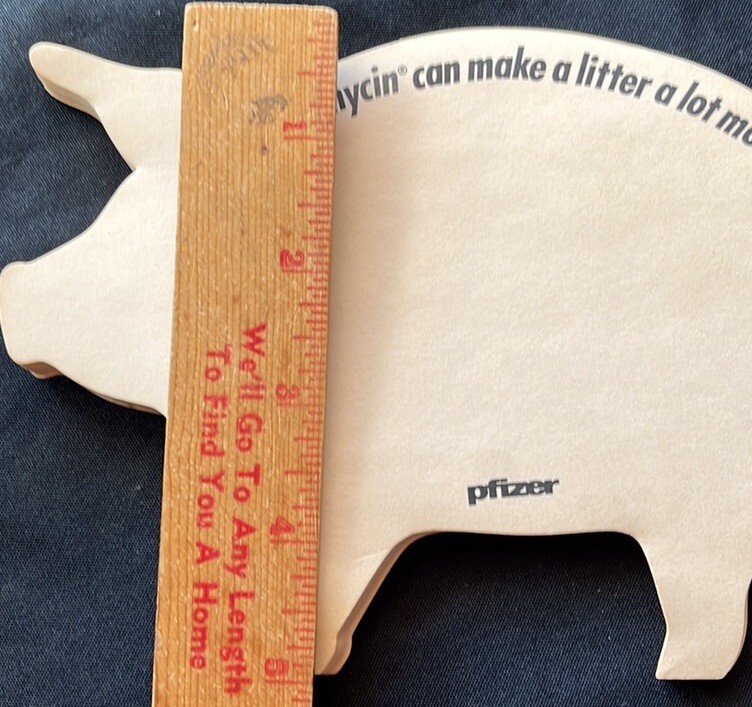 Vtg Pfizer~Advertising Pig/Hog Shaped Notepad~Farm~Ag Pharmaceutical Ephemera