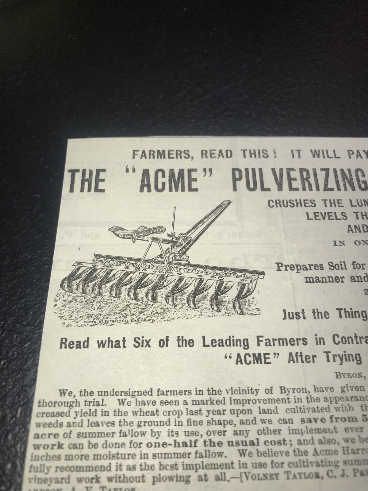 1886 Geo. Bull Plow Farm Engraving Advertising – San Francisco – California