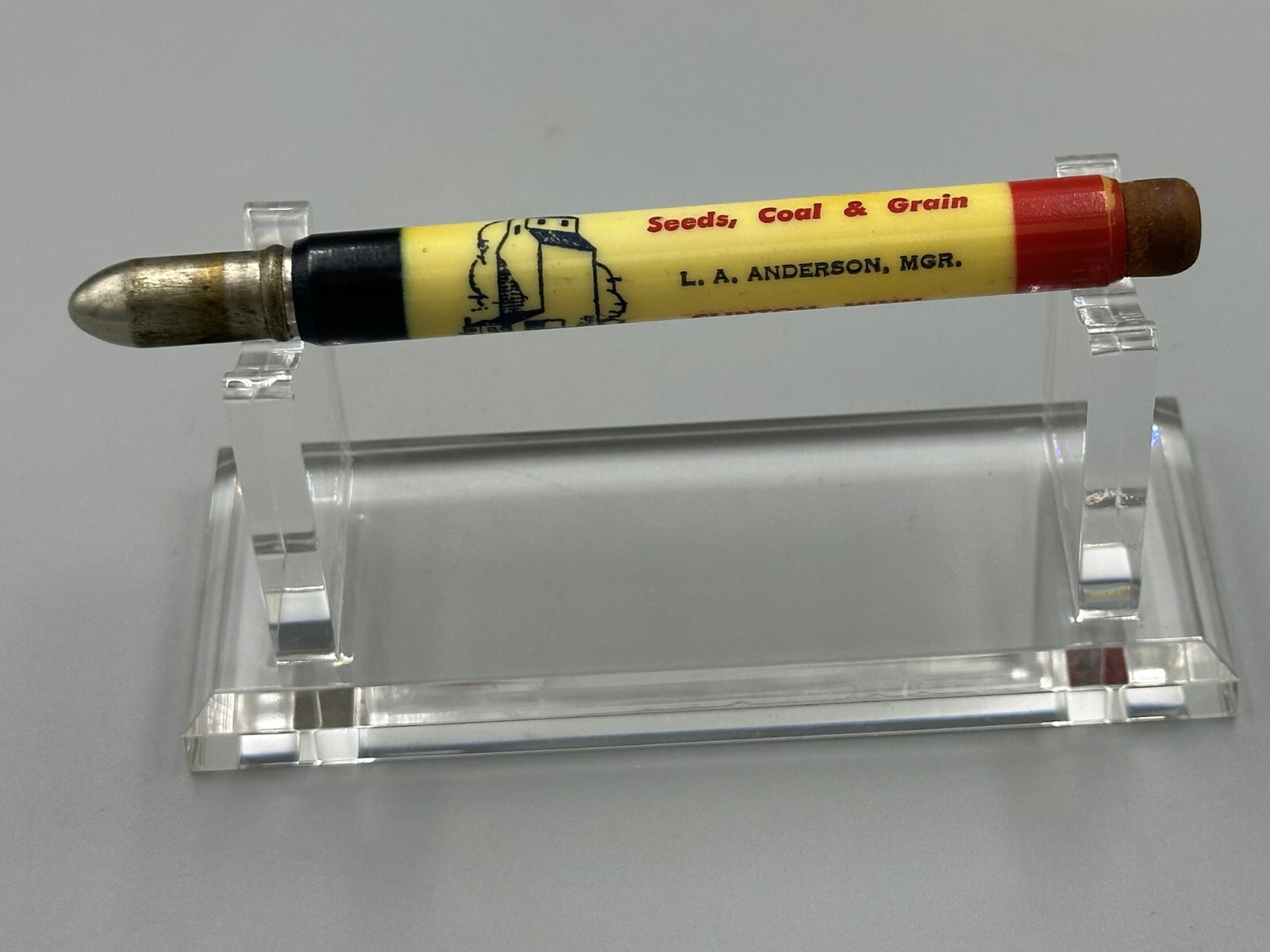 Vintage FARMERS CO-OP ELEVATOR Advertising BULLET PENCIL Clinton MN Sisseton SD