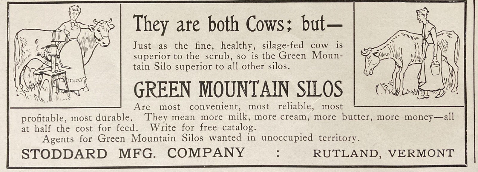 1905 AD.(XH68)~STODDARD MFG. CO. RUTLAND, VT. GREEN MOUNTAIN SILOS