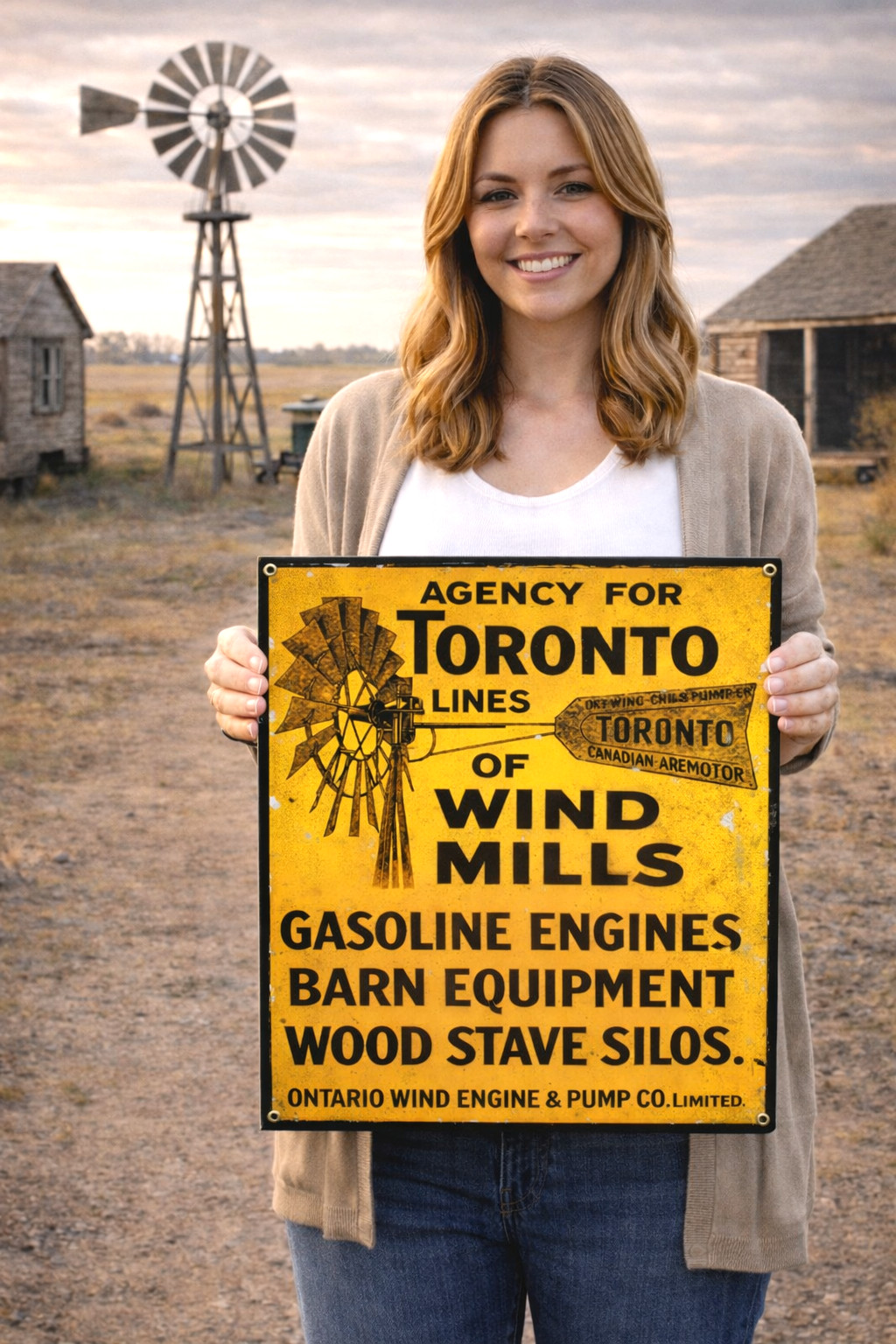 TORONTO Windmills Gasoline Engines Barn Equipment Farm Silos Advertising Sign