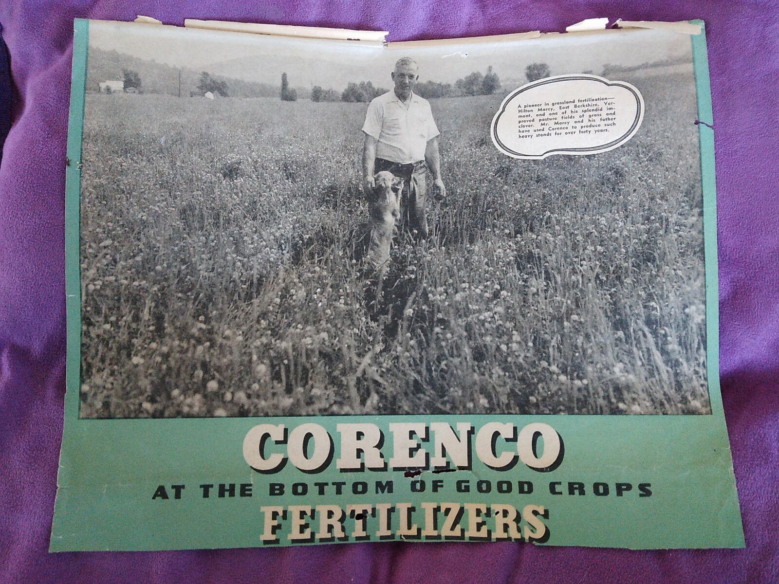 Vtg CORENCO FERTILIZERS Paper advertising Crops Hilton Marcy Vermont 1920&rsquo;s B2