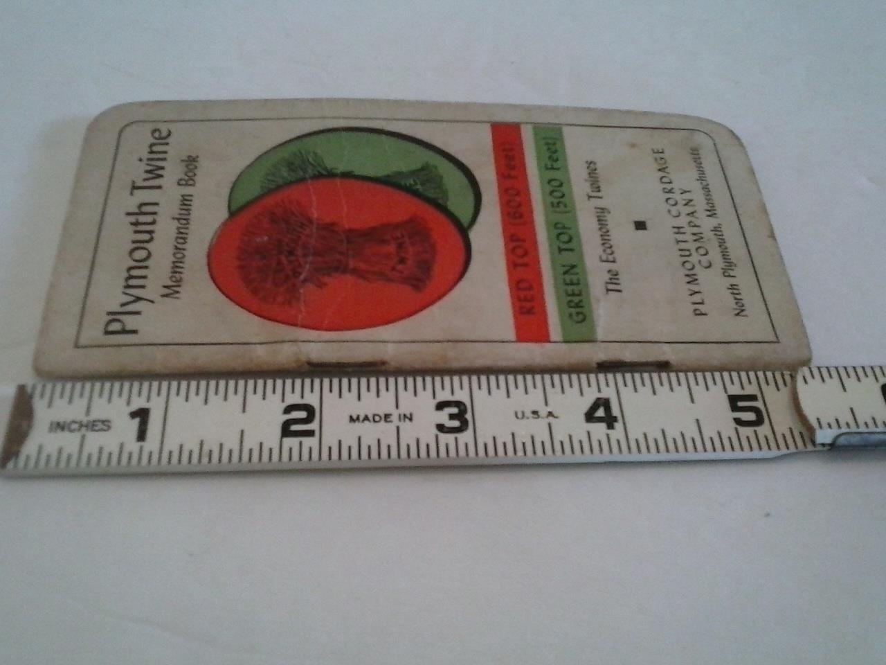 Plymouth Cordage Twine Memorandum Book 1940 41 Calendar Plymouth MASS Vintage
