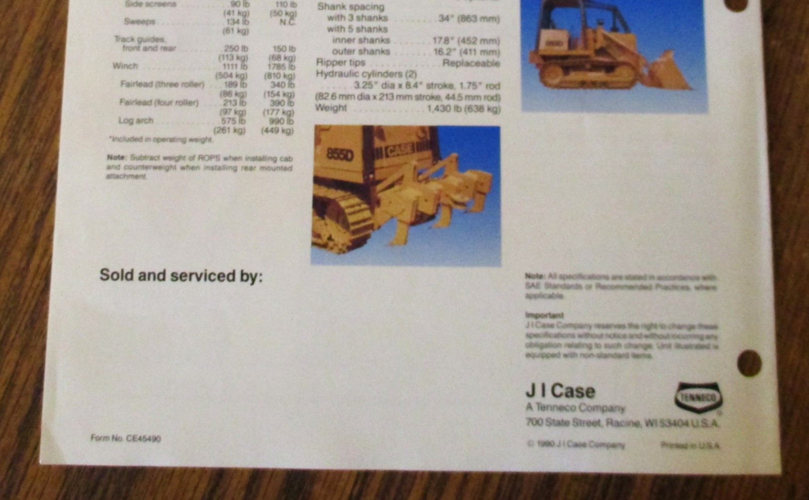 Case 855D Crawler Loader Sales Brochure Literature Ad CE45490 Dated 1990