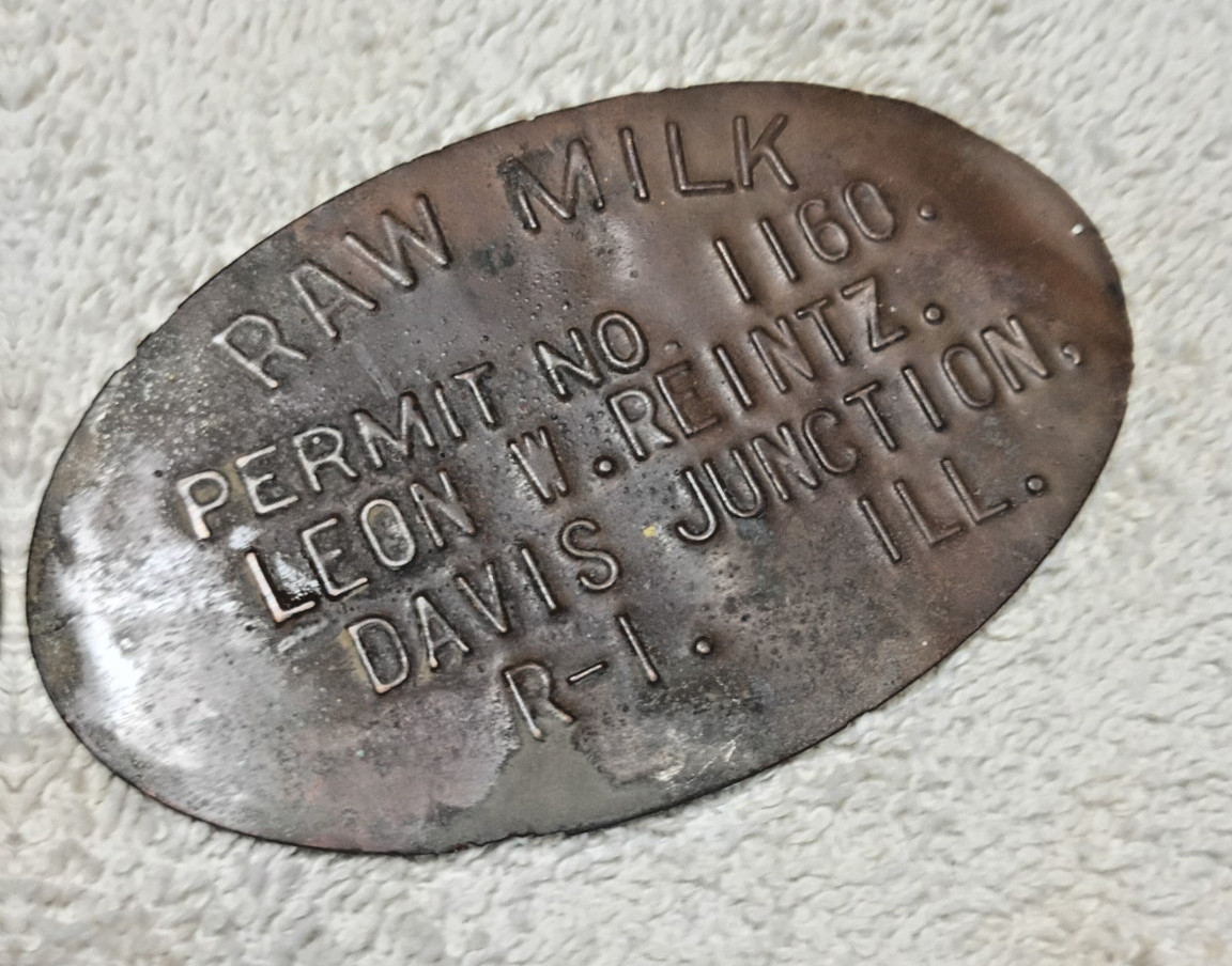 Raw Milk Permit , Davis Junction Ill vintage tag metal
