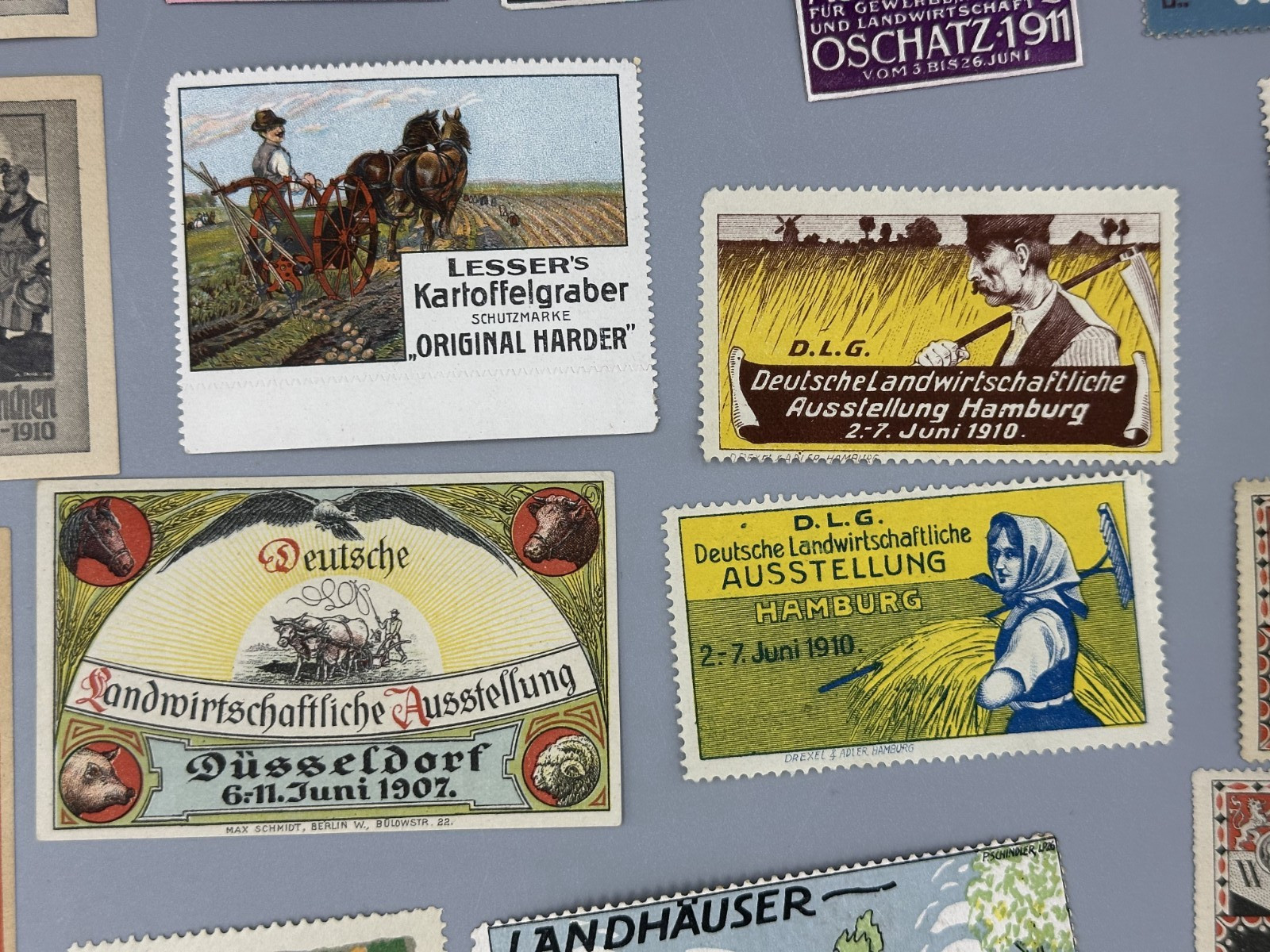 Antique GERMAN FARM EXPO Agricultural Advertising POSTER STAMP Cinderella