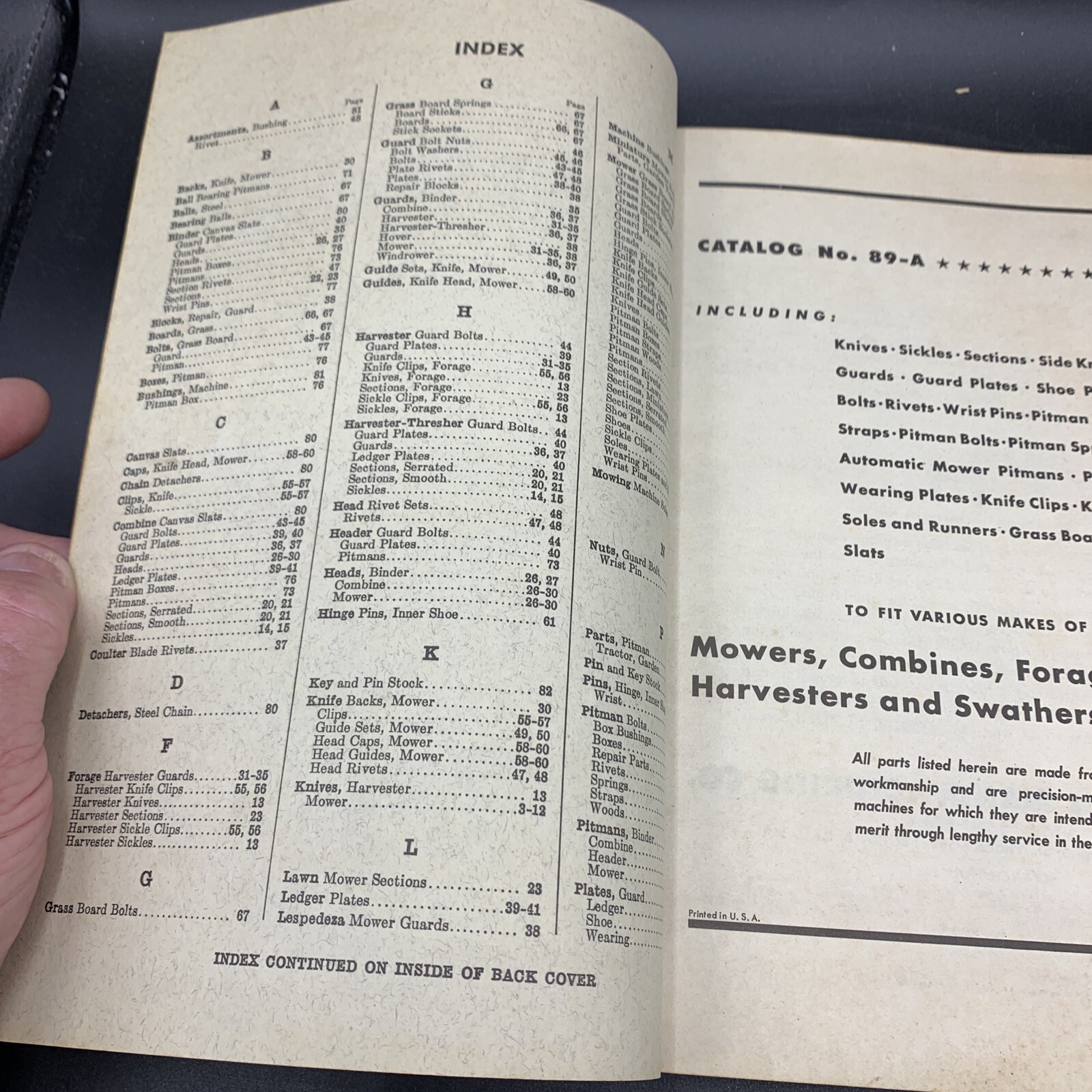 1959 Des Moines Iron Co Repair Parts Catalog Mowers/Combines/Swathers/Harvester
