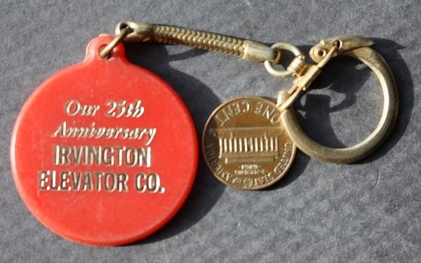 1960-70s Era Indianapolis Indiana Irvington Elevator 25th Anniversary keychain –