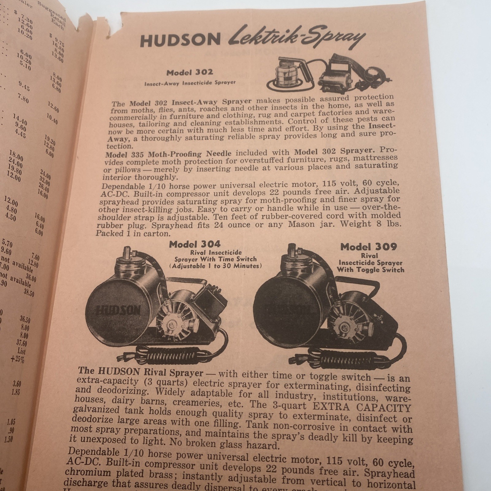 Vintage 1947 Hudson Sprayers Dusters Sales Brochure Agriculture Advertising F44