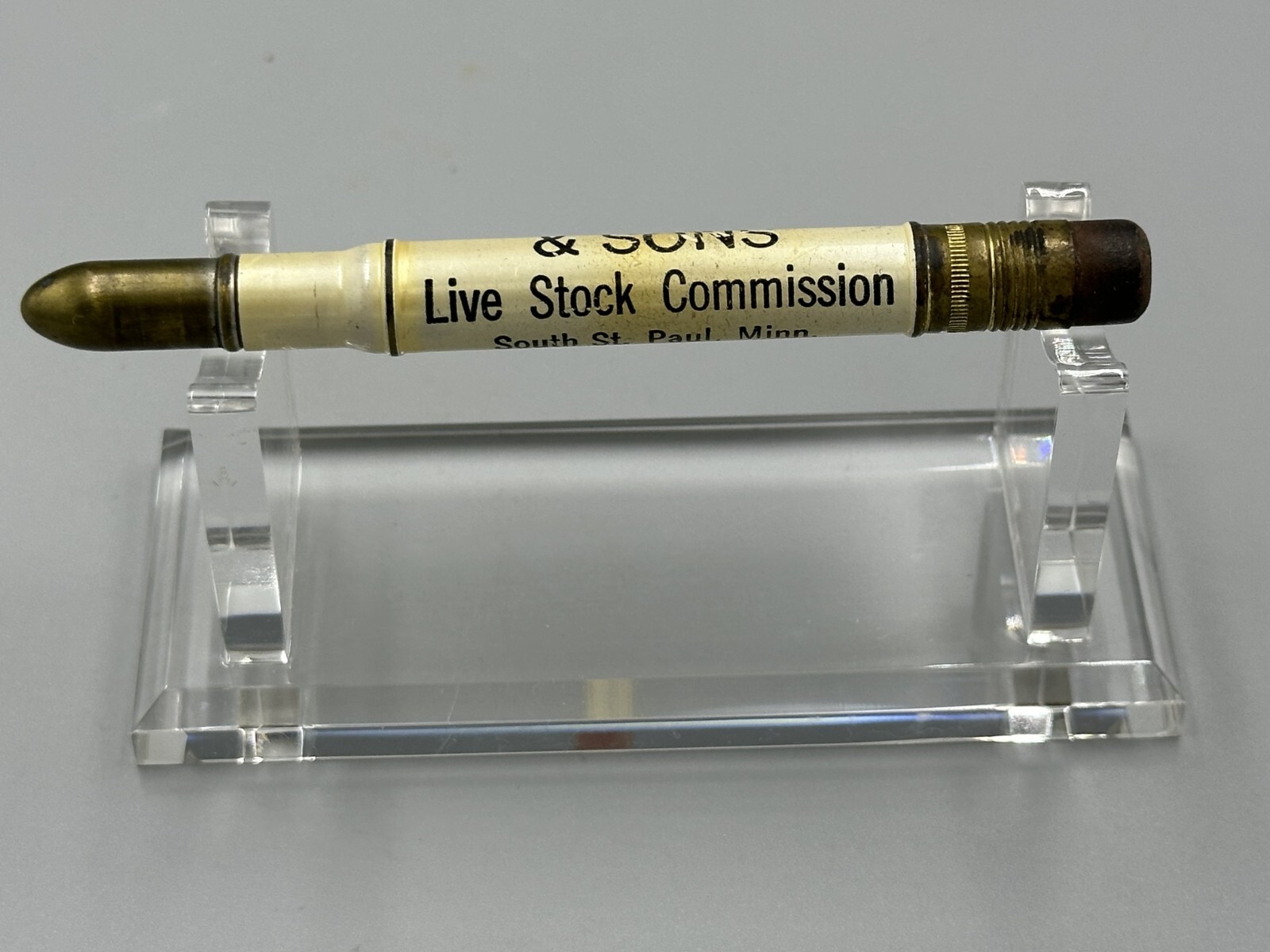 Vintage LIVE STOCK COMMISSION Farm Advertising BULLET PENCIL Minnesota ST PAUL