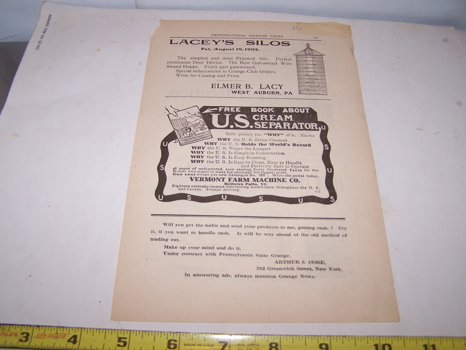 FRICK ECLIPSE Steam Engine Thresher LACEY Silo US Cream Separator PA Grange AD