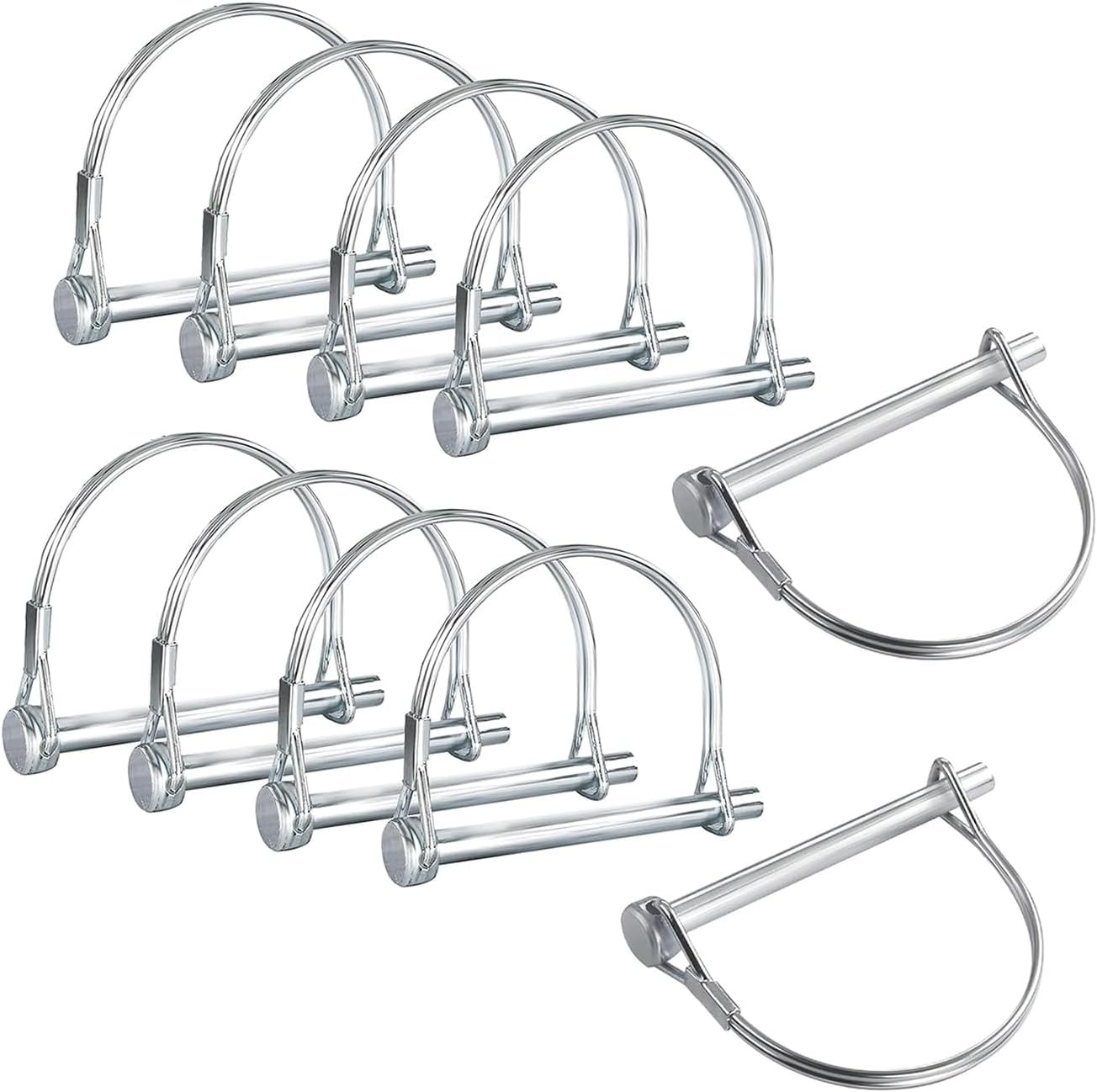 10 Pack 1/4×4 Inch Trailer Coupler Pin Set, Heavy Duty Locking Pin Secure Tow…