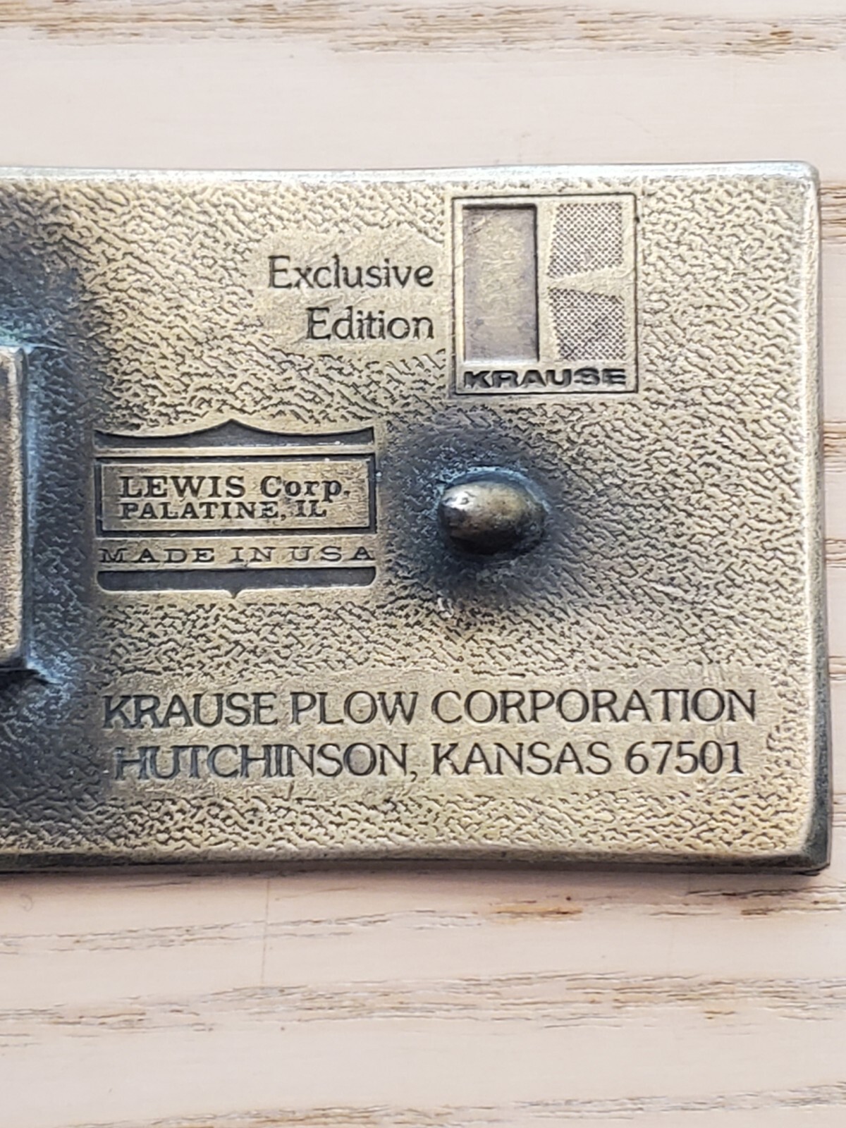 Krause Plow Corp Follow The Leader Pull A Krause Brass Belt Buckle Exclusive Edn