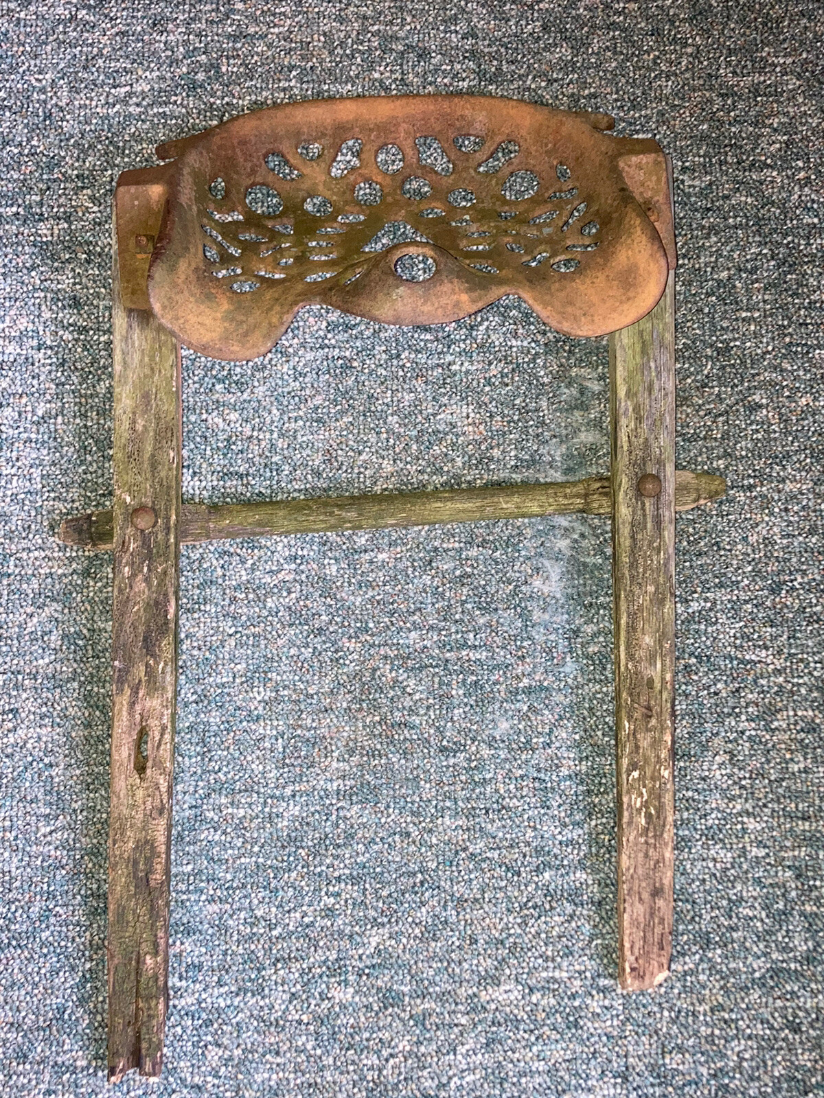 Antique Rare Cast Iron Seat – Unusual Mounting