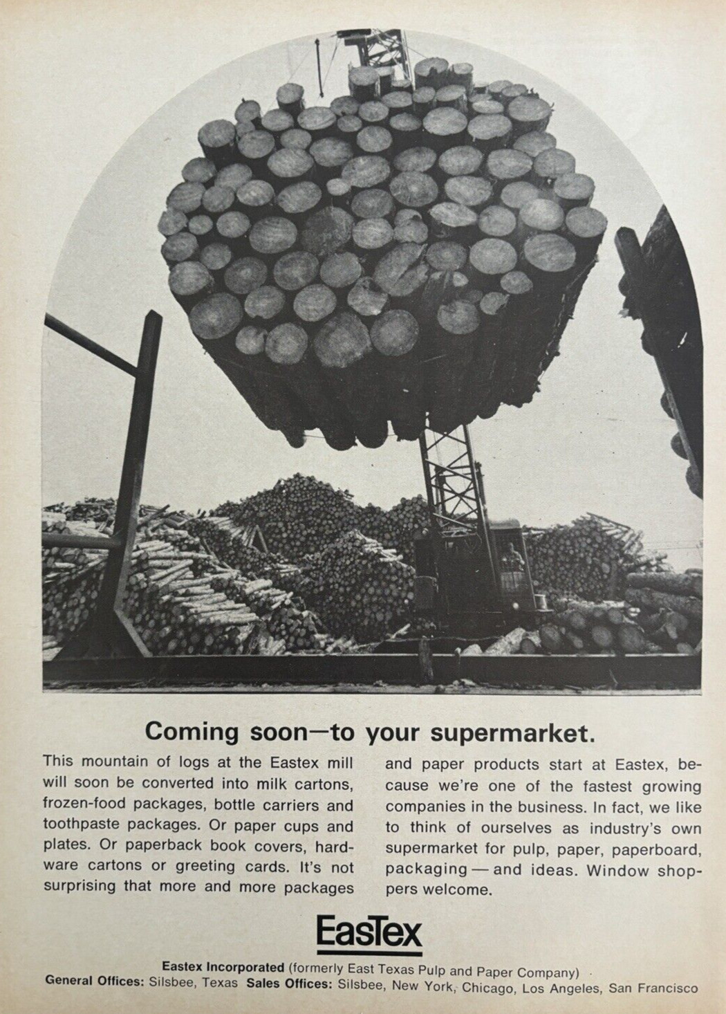1967 EasTex Incorporated Pulp Paper Silsbee Texas Packages Cartons VTG Print Ad
