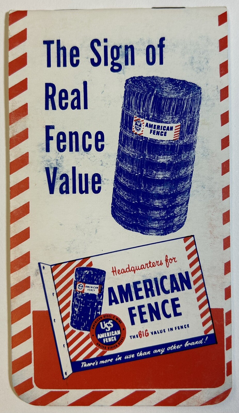 American Fence USS Notebook, Retro American Ephemera