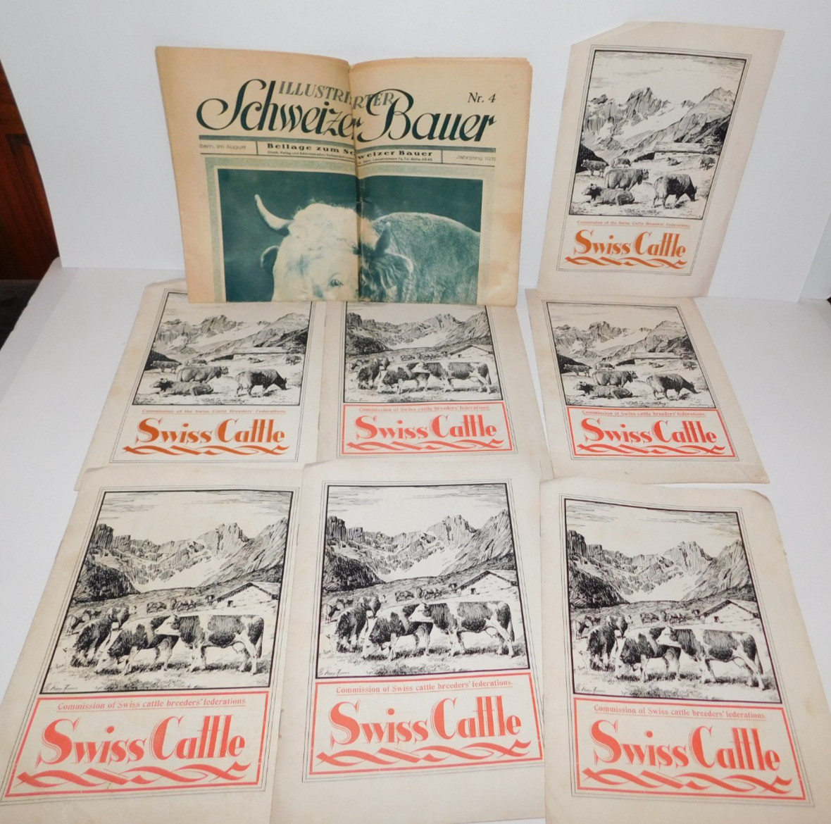 VINTAGE 1920&rsquo;S SWISS CATTLE PAMPHLETS & 1931 SCHWEIZER BAUER PAPER TRACTOR ADS