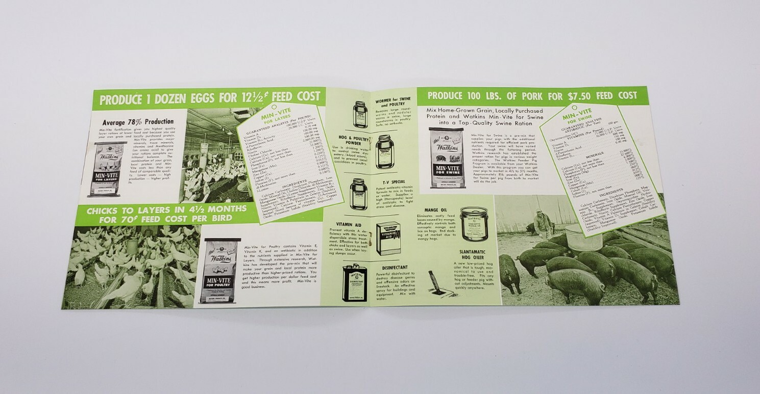 1960s Watkins Products Vintage Brochure -Farm Animal Health – Winona Minnesota