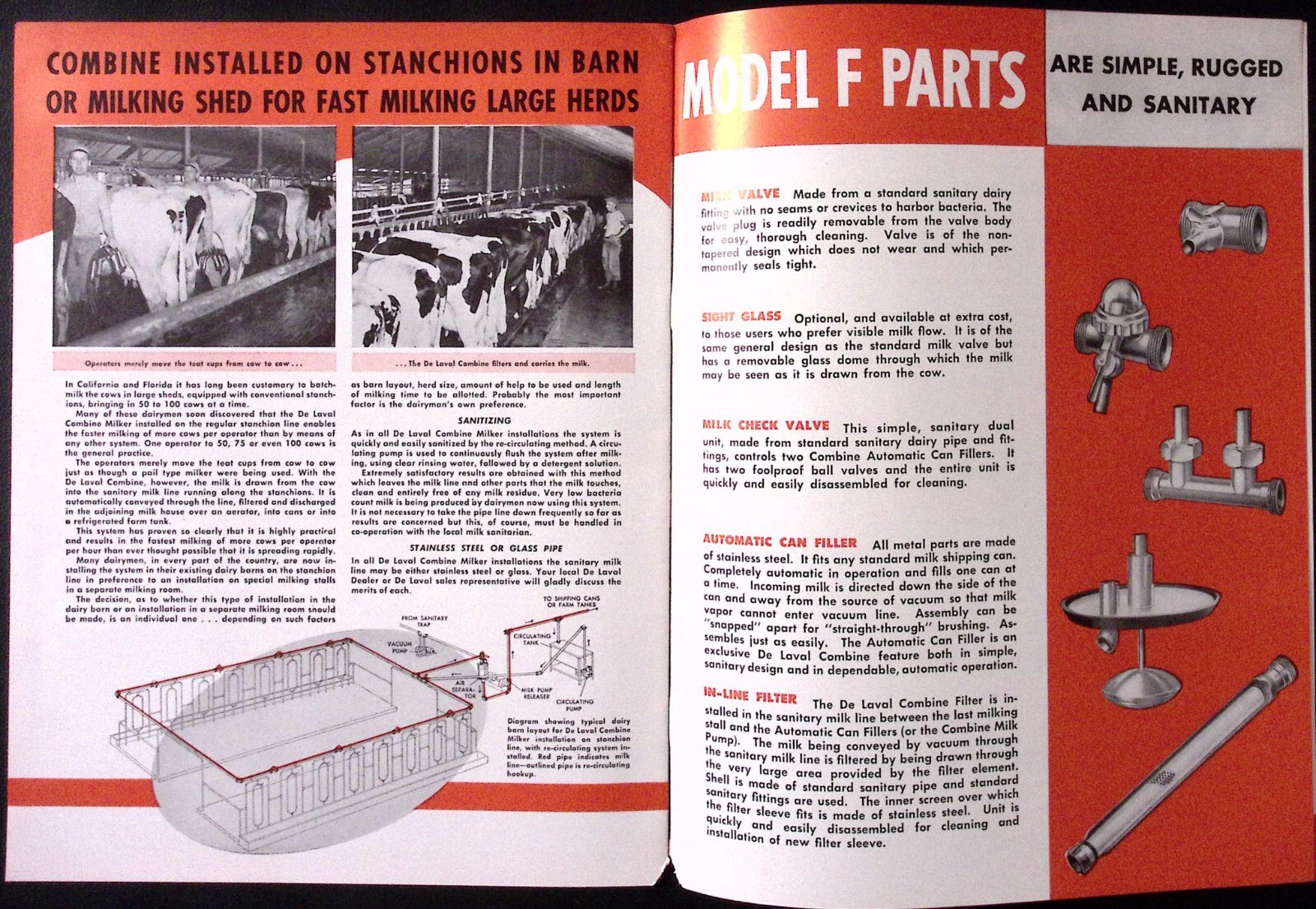 1957 DeLaval Model F Combine Milking System Dealer Brochure DeLaval Separator Co