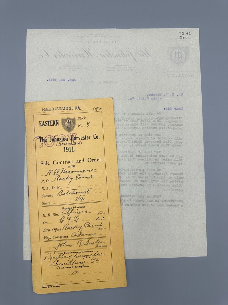 1911 JOHNSTON HARVESTER Contract Letter FARM Advertising BATAVIA NY Antique
