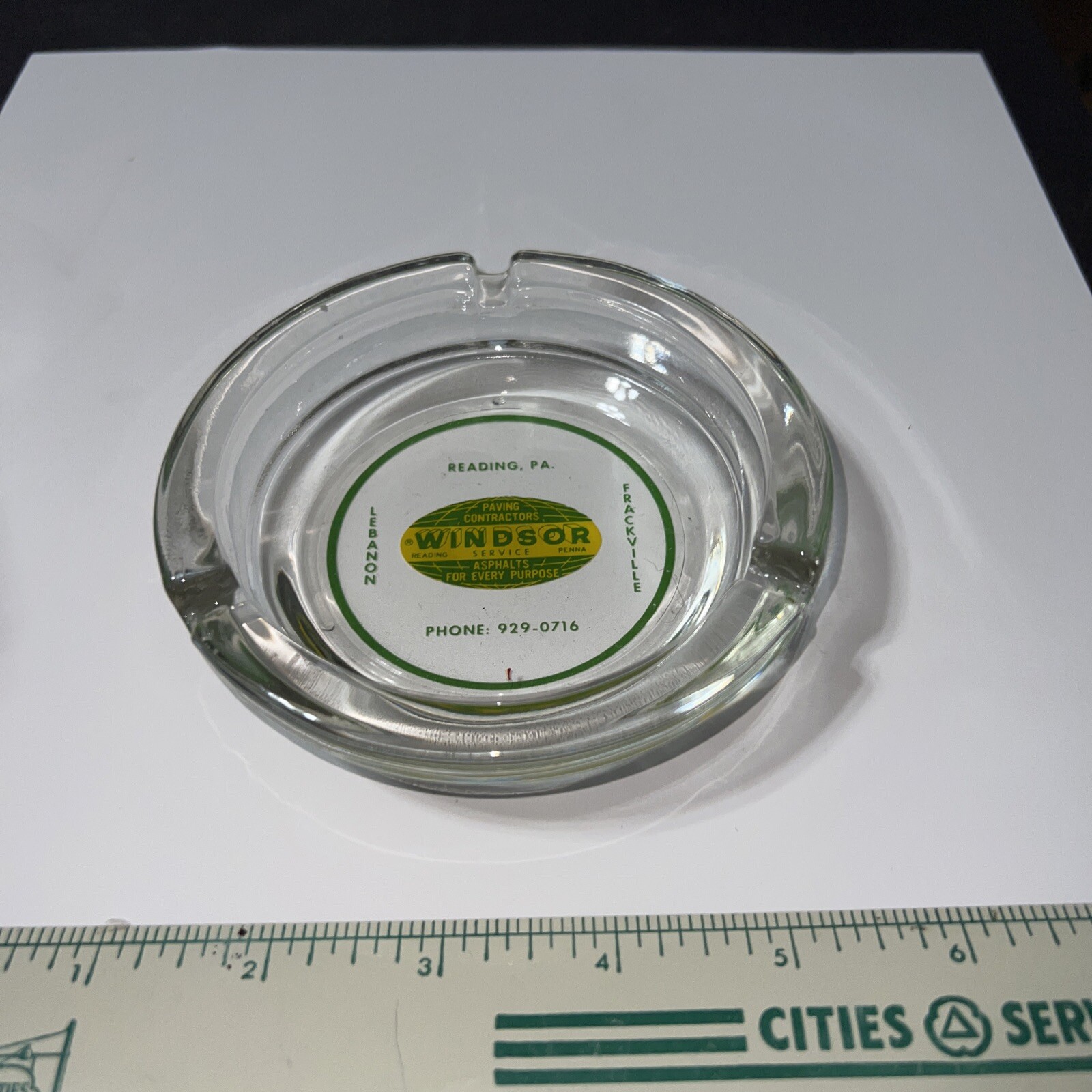 Vintage Glass Ashtray Reading Pa Windsor Paving Contractors