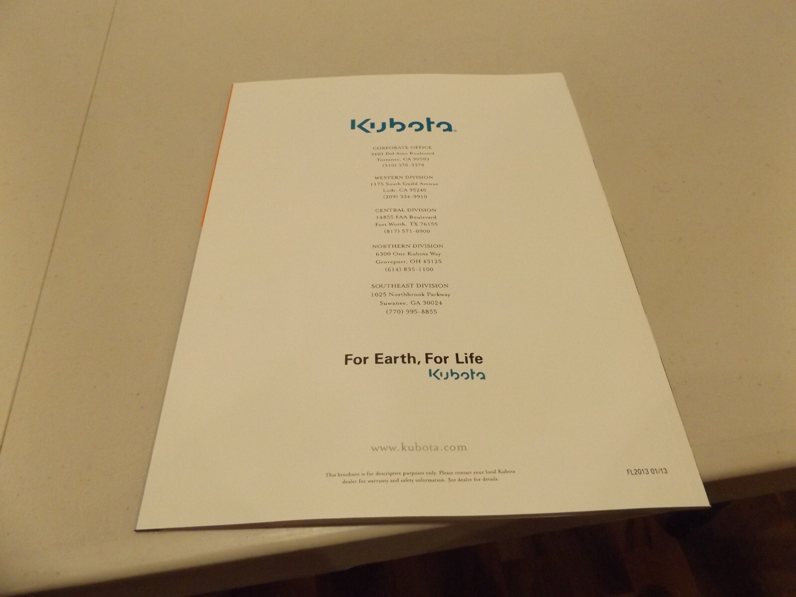 KUBOTA 2013 FULL LINE BROCHURE, LIT # FL2013 01/13