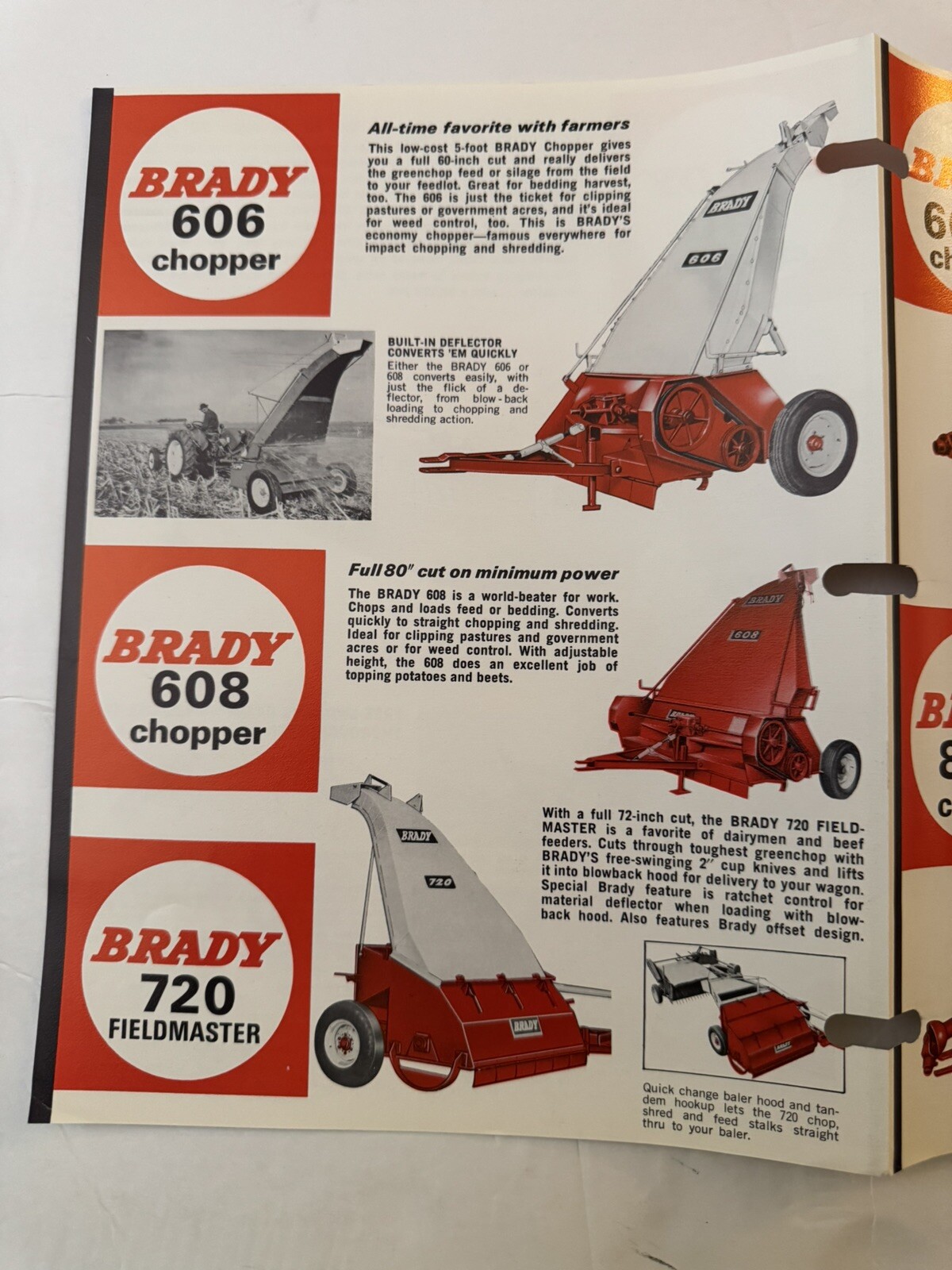 Vintage Brady Multi-Crop Choppers Dealer Sales Brochure Showroom Catalog