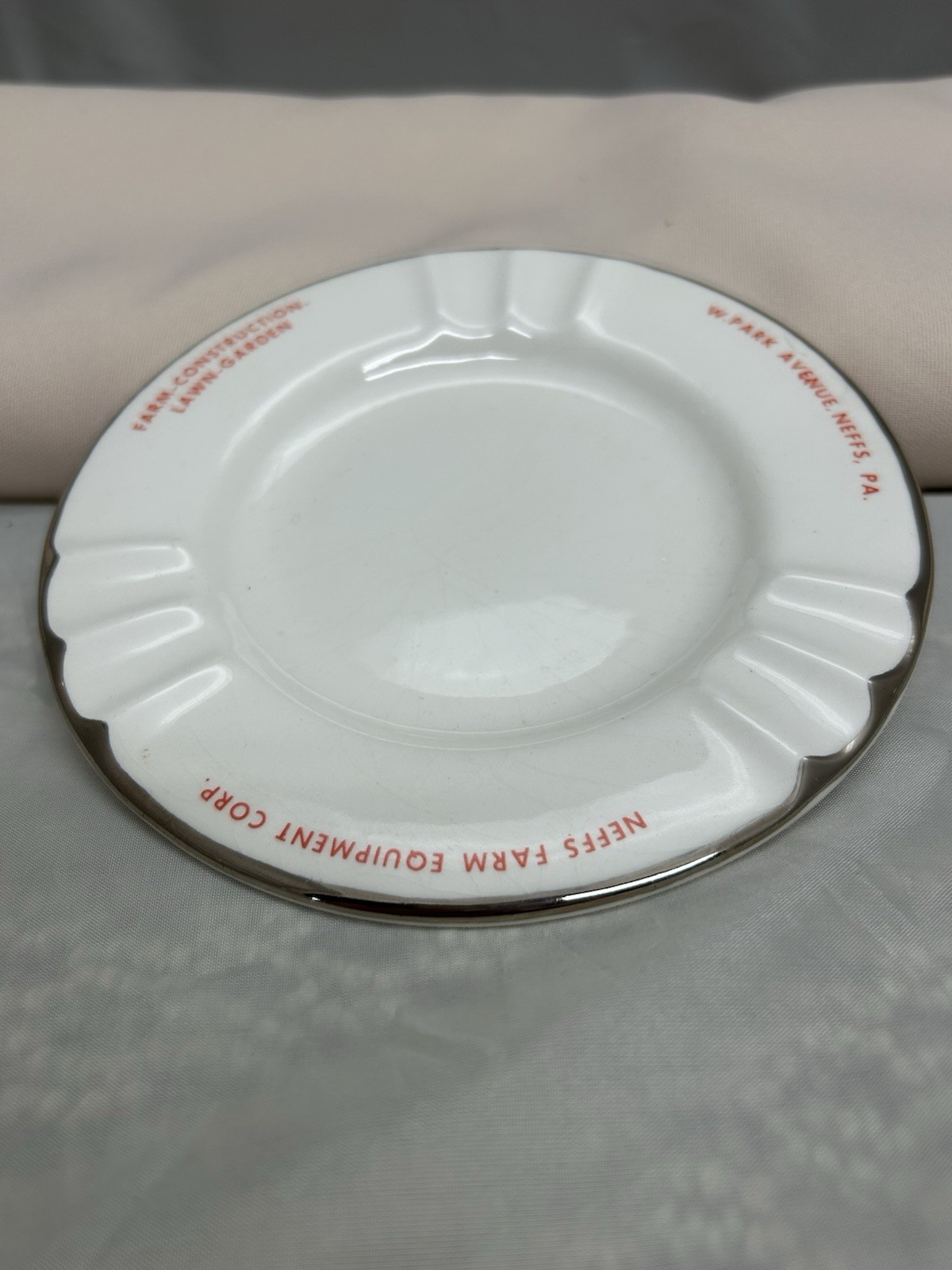 Vintage Neffs Farm Equipment Corp Collector Plate Ashtray Advertising Neffs, PA