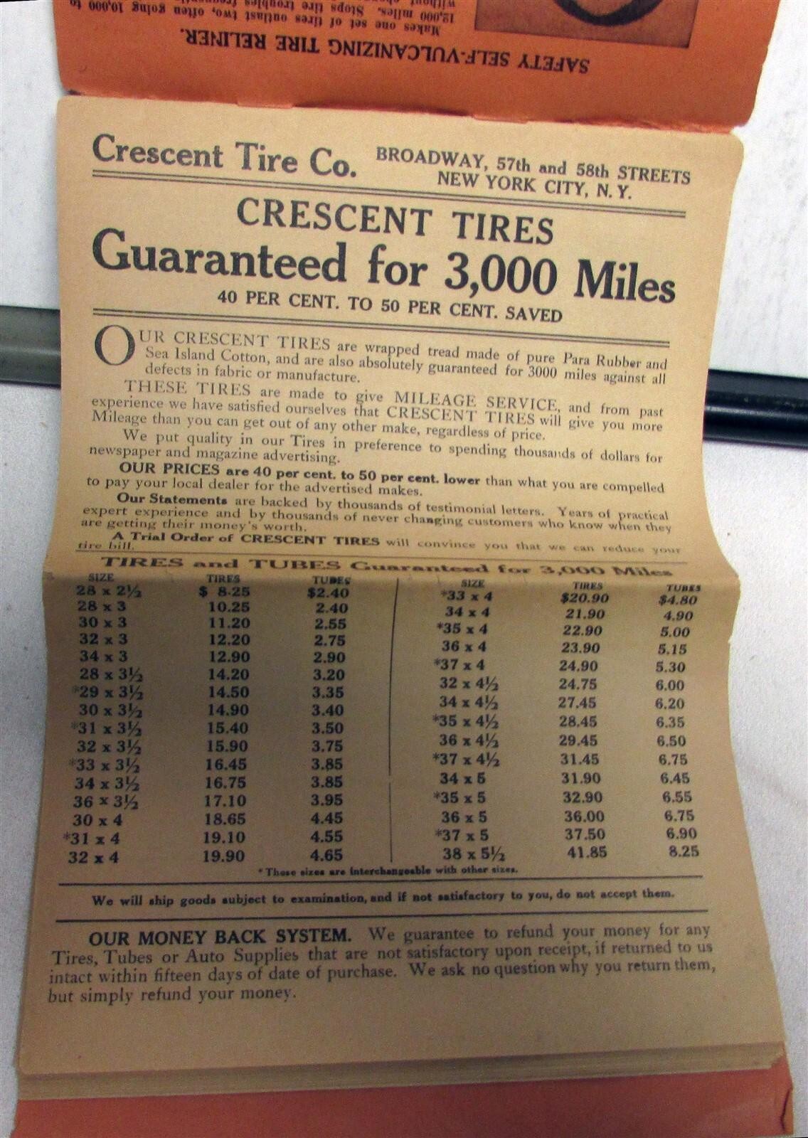 1912 Crescent Tire & Supplies Tires & Tubes Pricing Features Sales Mailer