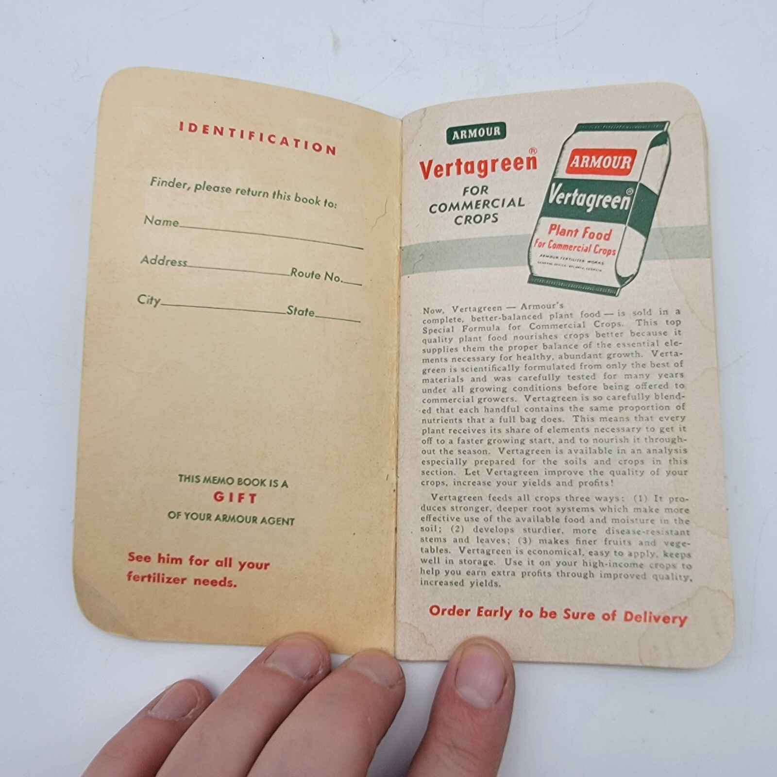 Armour Fertilizers Pocket Memo Book Nice Cover 1958/59 Calendar Unused