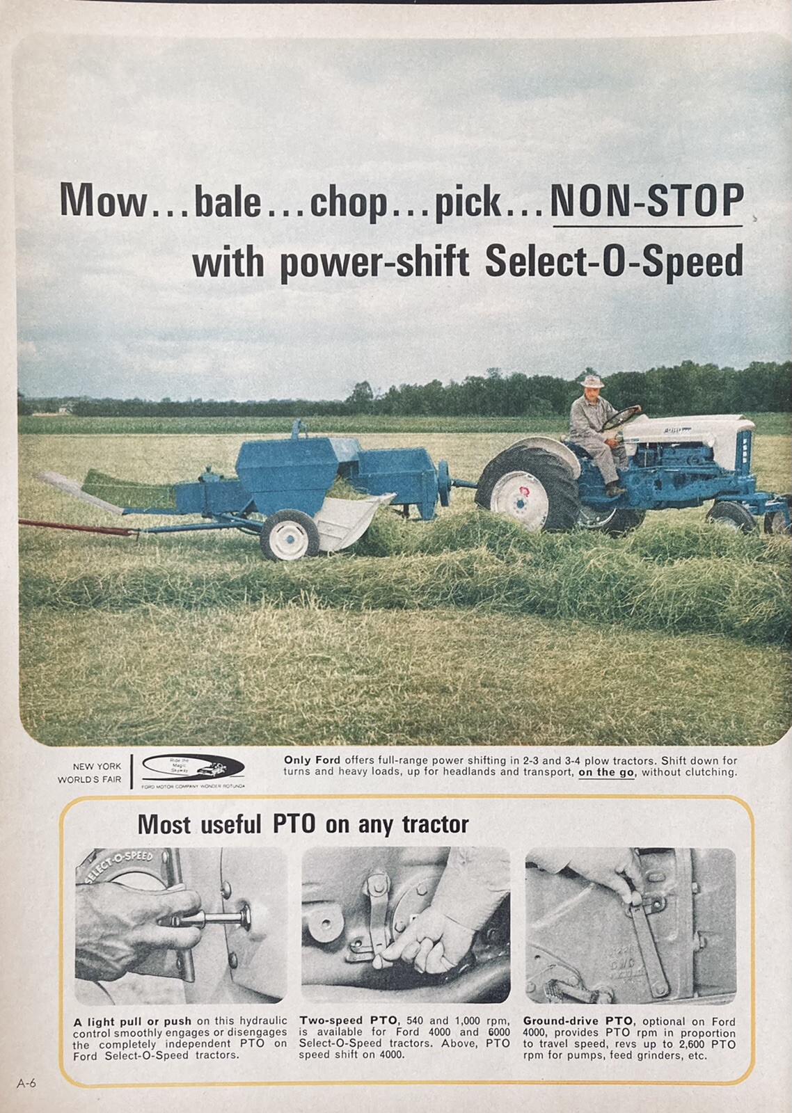 1964 AD(XH5)~FORD MOTOR CO. FORD 6000 TRACTOR W/SELECT-O-SPEED TRANSMISSION