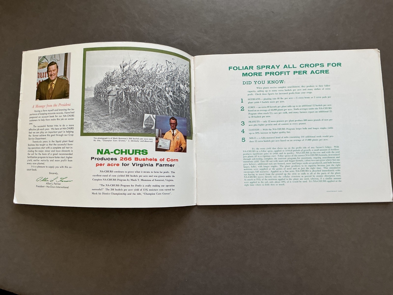 Vintage 1960 Farm Record Book – NA-CHURS Fertilizer, Marion, OH & Red Oak, Iowa