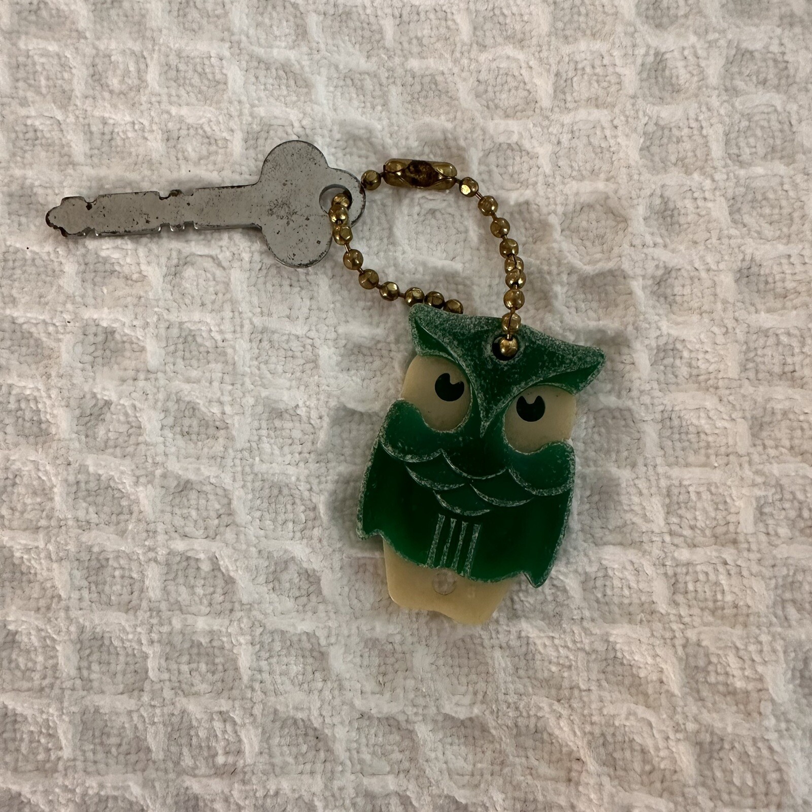 Vtg Hanover Pa Gobrechts 66 Serv Sta Glow In The Dark Keychain Owl Shaped