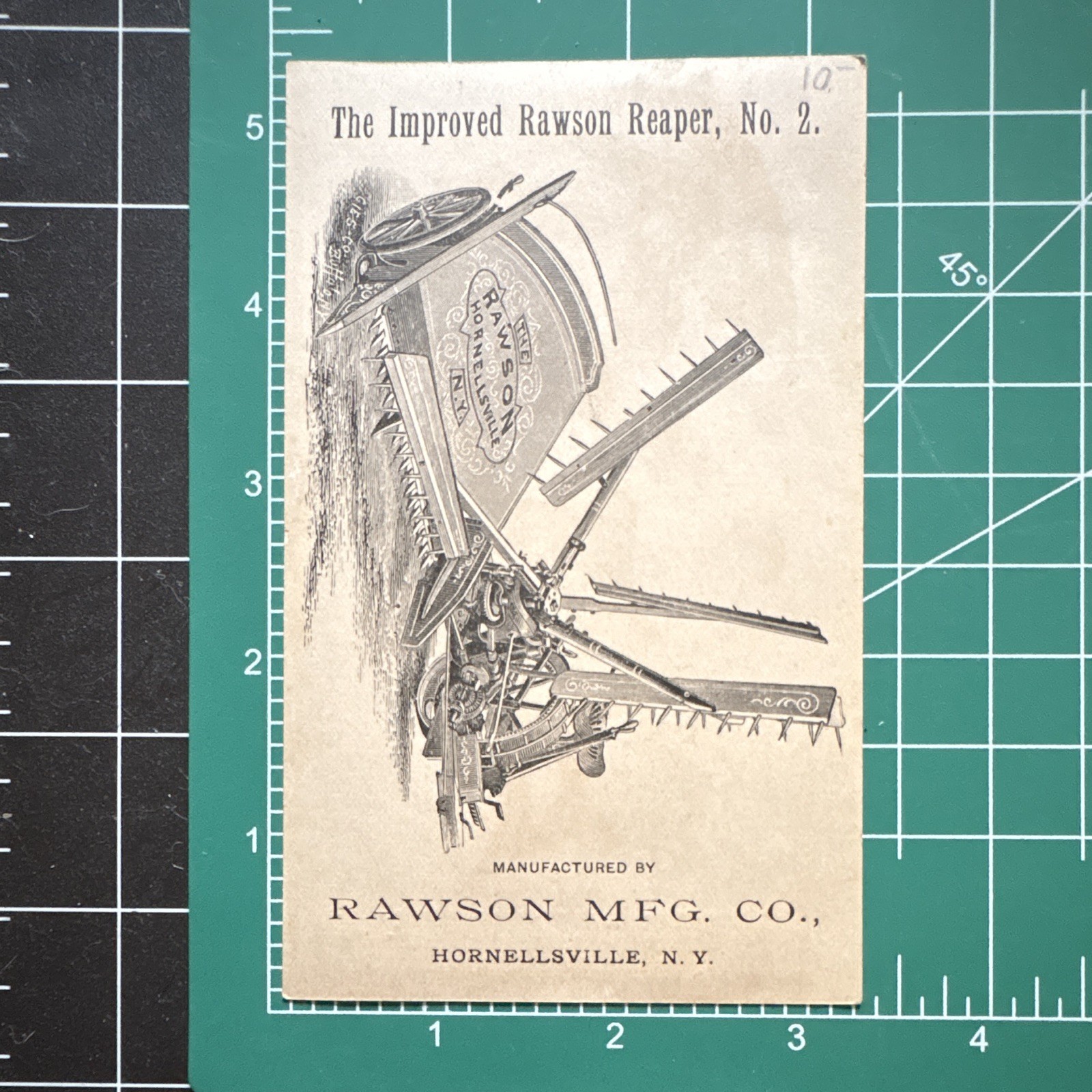 Rawson Mfg. Co. Agriculture Trade Card, Multicolor “The Rawson” Reaper No. 2