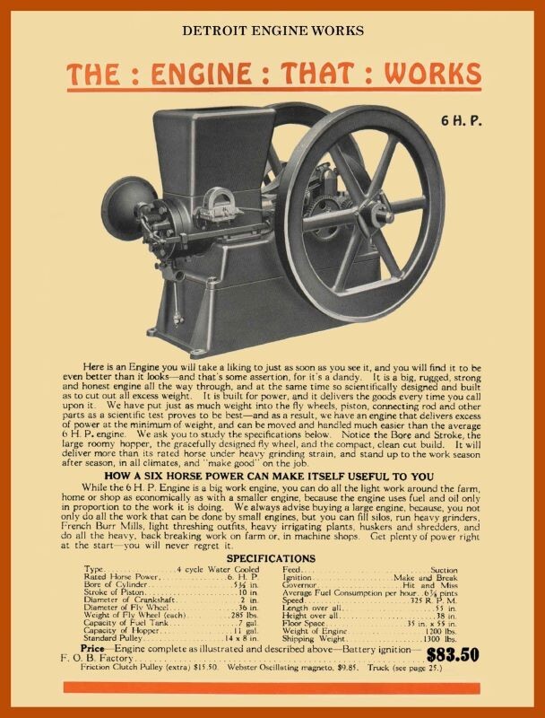 Detroit Engine Works Gas Engine NEW METAL SIGN: 12×16&Prime; & Free Ship