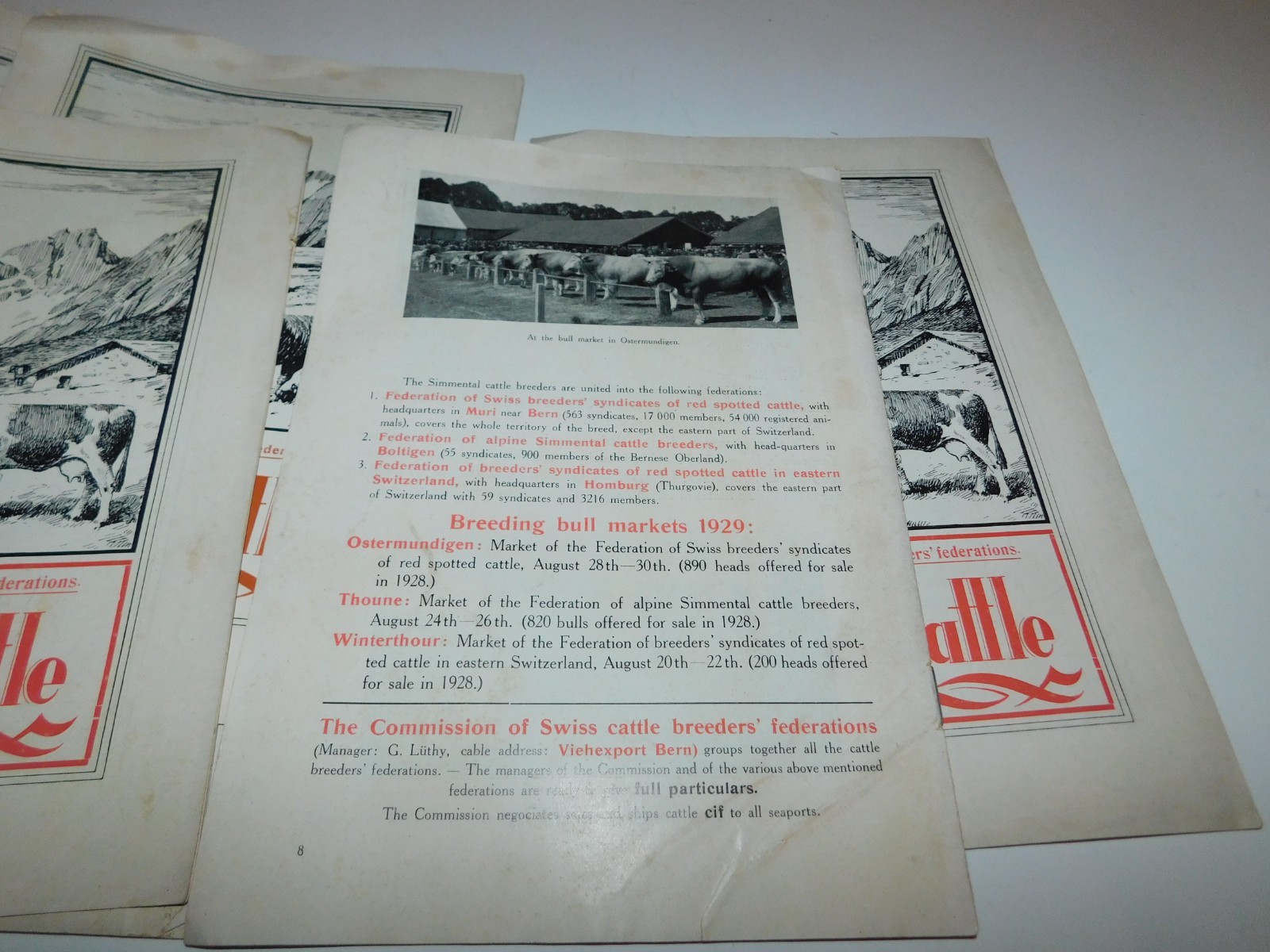 VINTAGE 1920&rsquo;S SWISS CATTLE PAMPHLETS & 1931 SCHWEIZER BAUER PAPER TRACTOR ADS