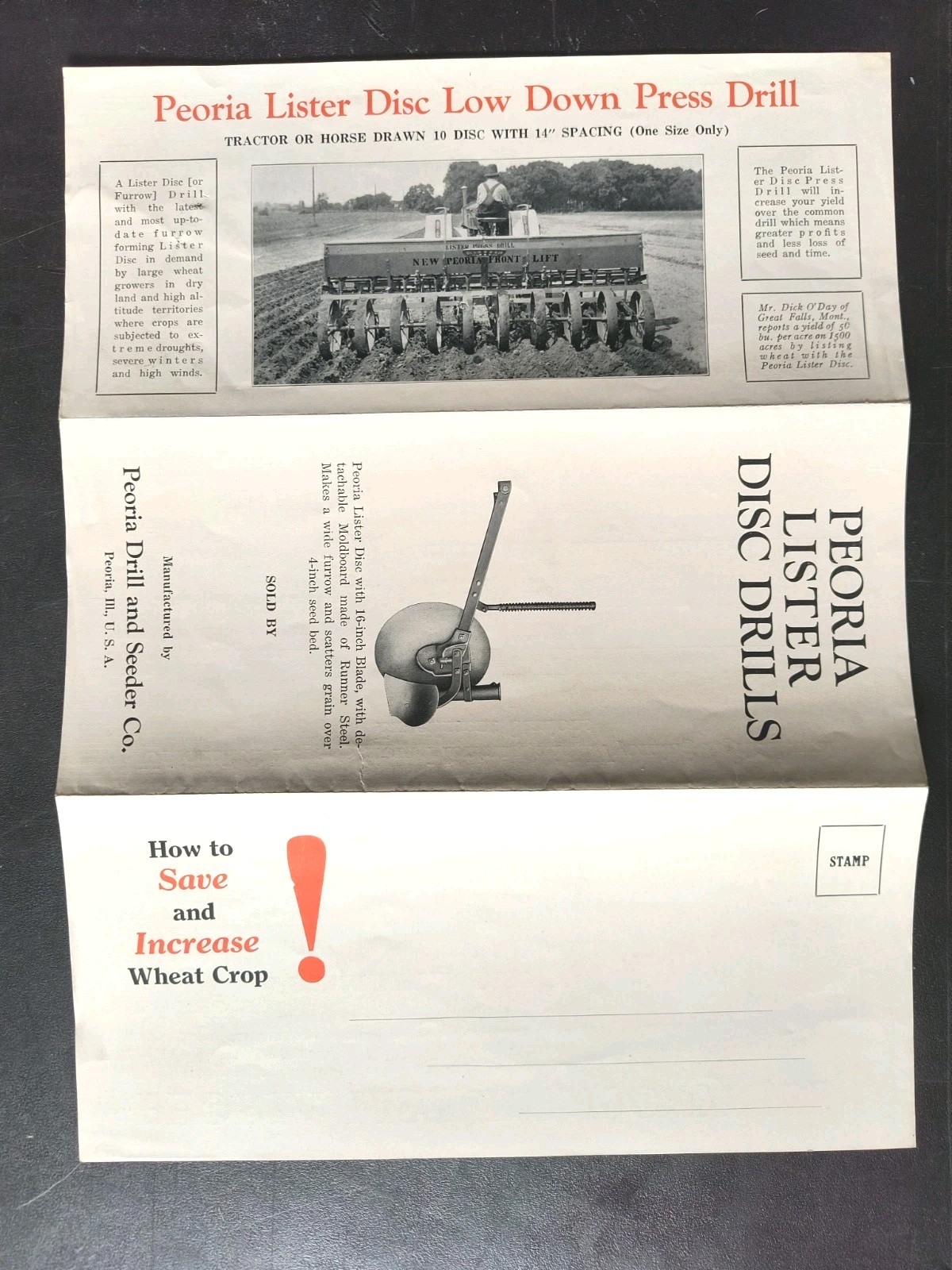 1920s Rock Island Plow Co Sales Letter Peoria Drill Sale Brochure Lot