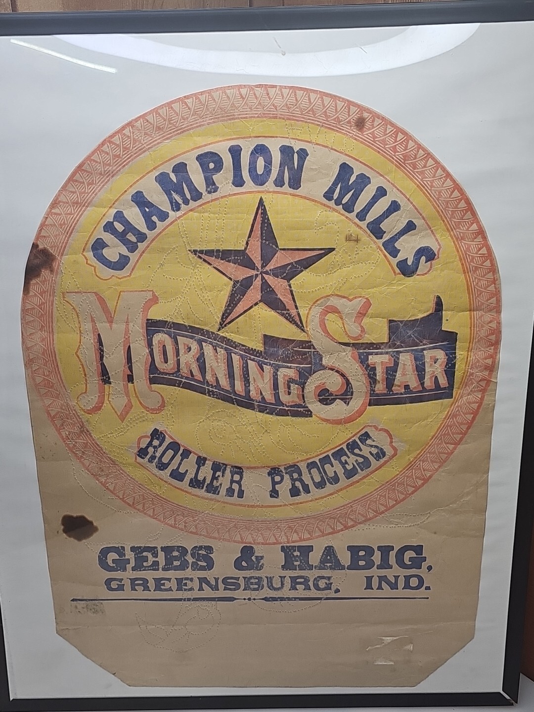 Greensburg Indiana Vintage Paper Feed Sack Cut Out Gebs & Habig Morning Star